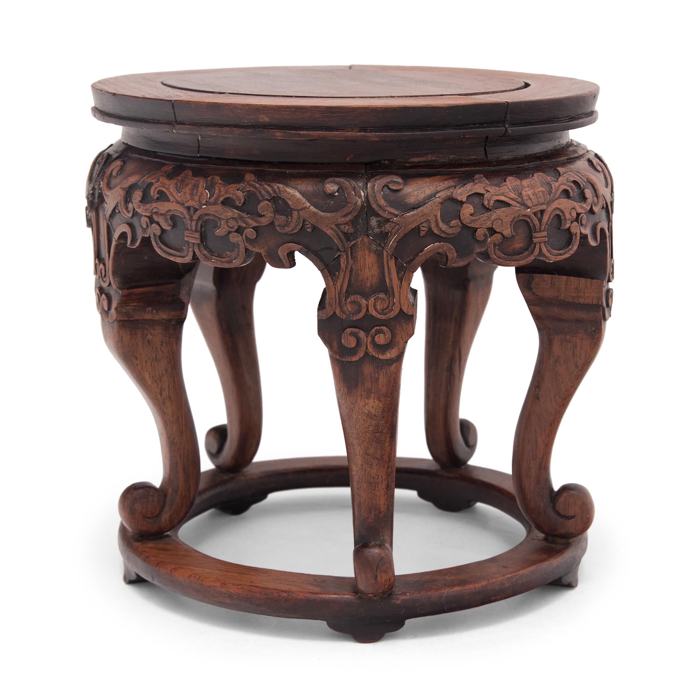 Qing Chinese Cabriole Leg Hardwood Incense Stand, c. 1900