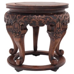 Antique Chinese Cabriole Leg Hardwood Incense Stand, c. 1900