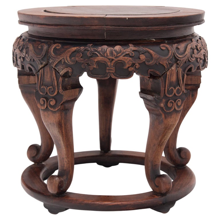 Chinese Cabriole Leg Hardwood Incense Stand, c. 1900 For Sale