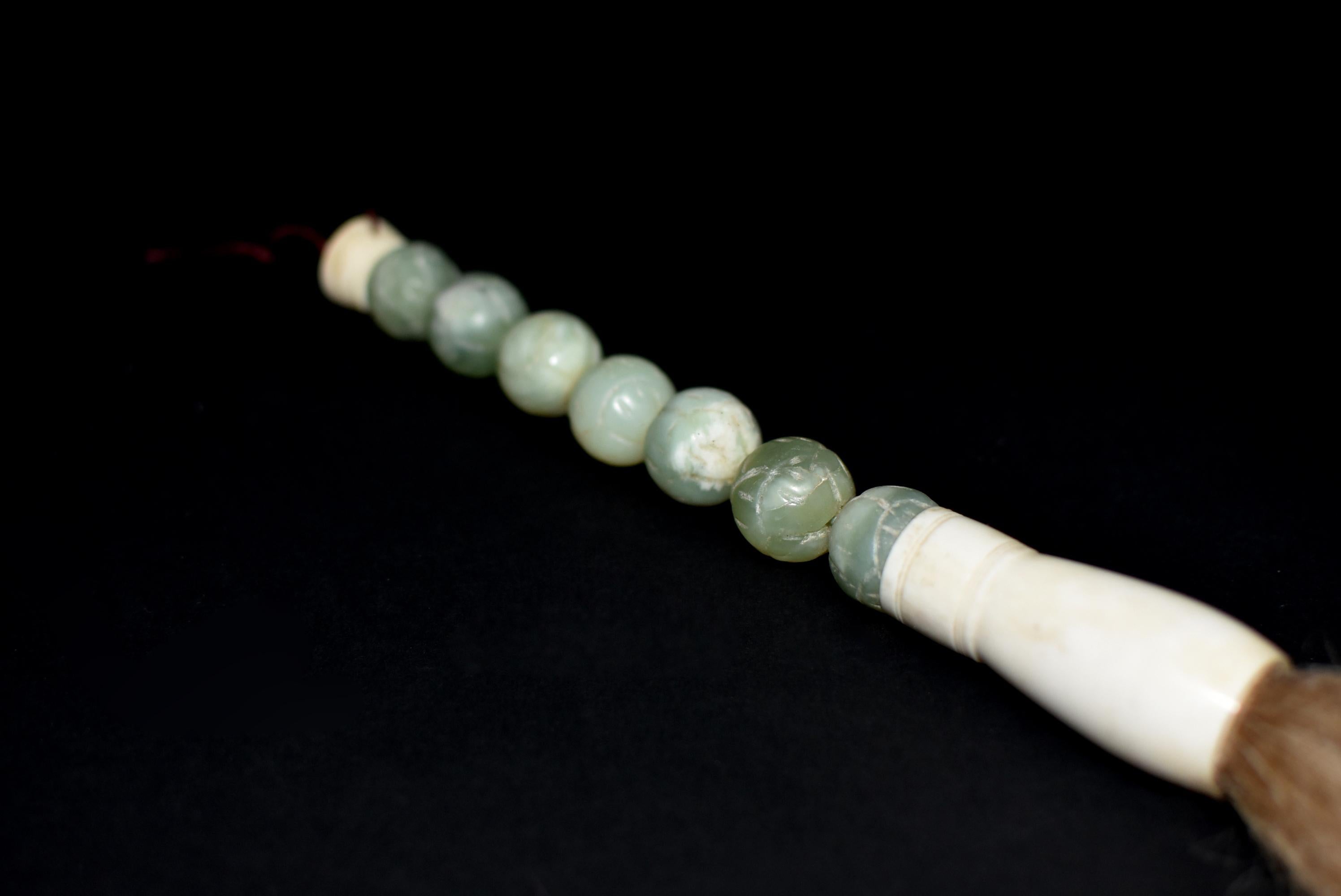 Stone Chinese Calligraphy Brush Carved Serpentine Balls