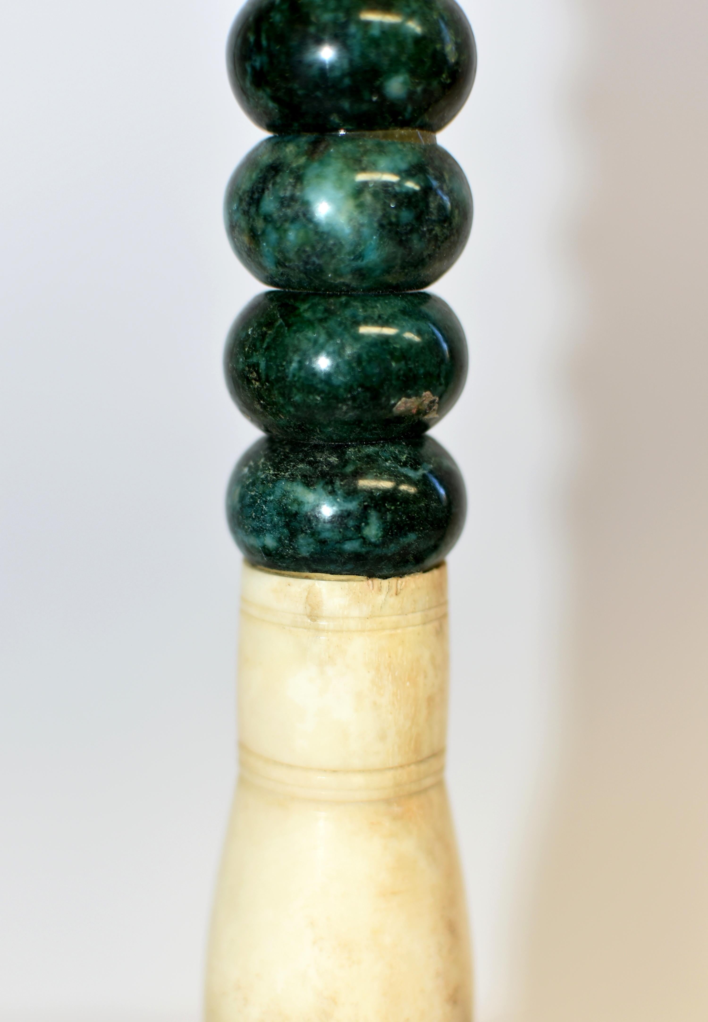 Hand-Crafted Chinese Calligraphy Brush Large Green Marble For Sale