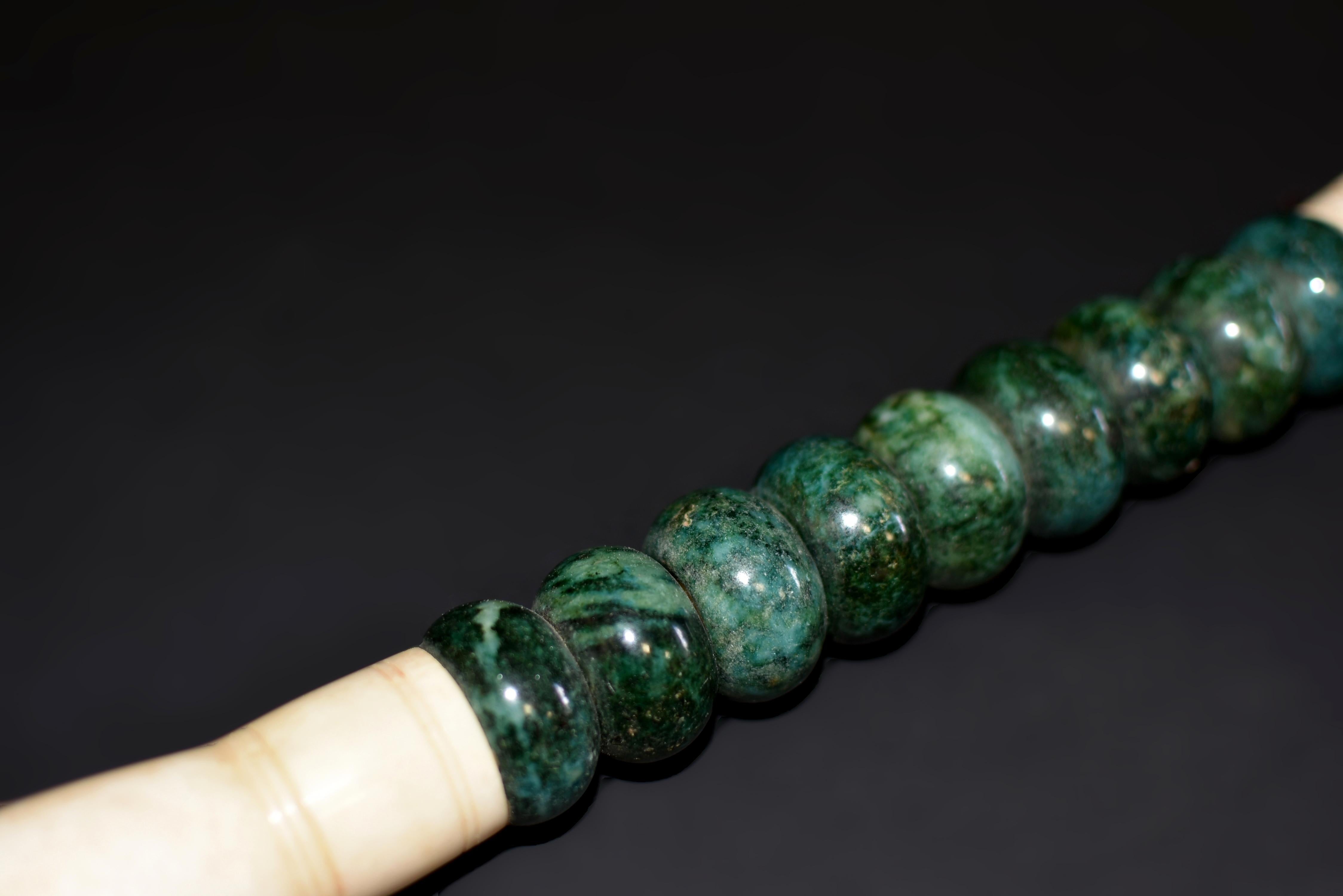 20th Century Chinese Calligraphy Brush Large Green Marble For Sale