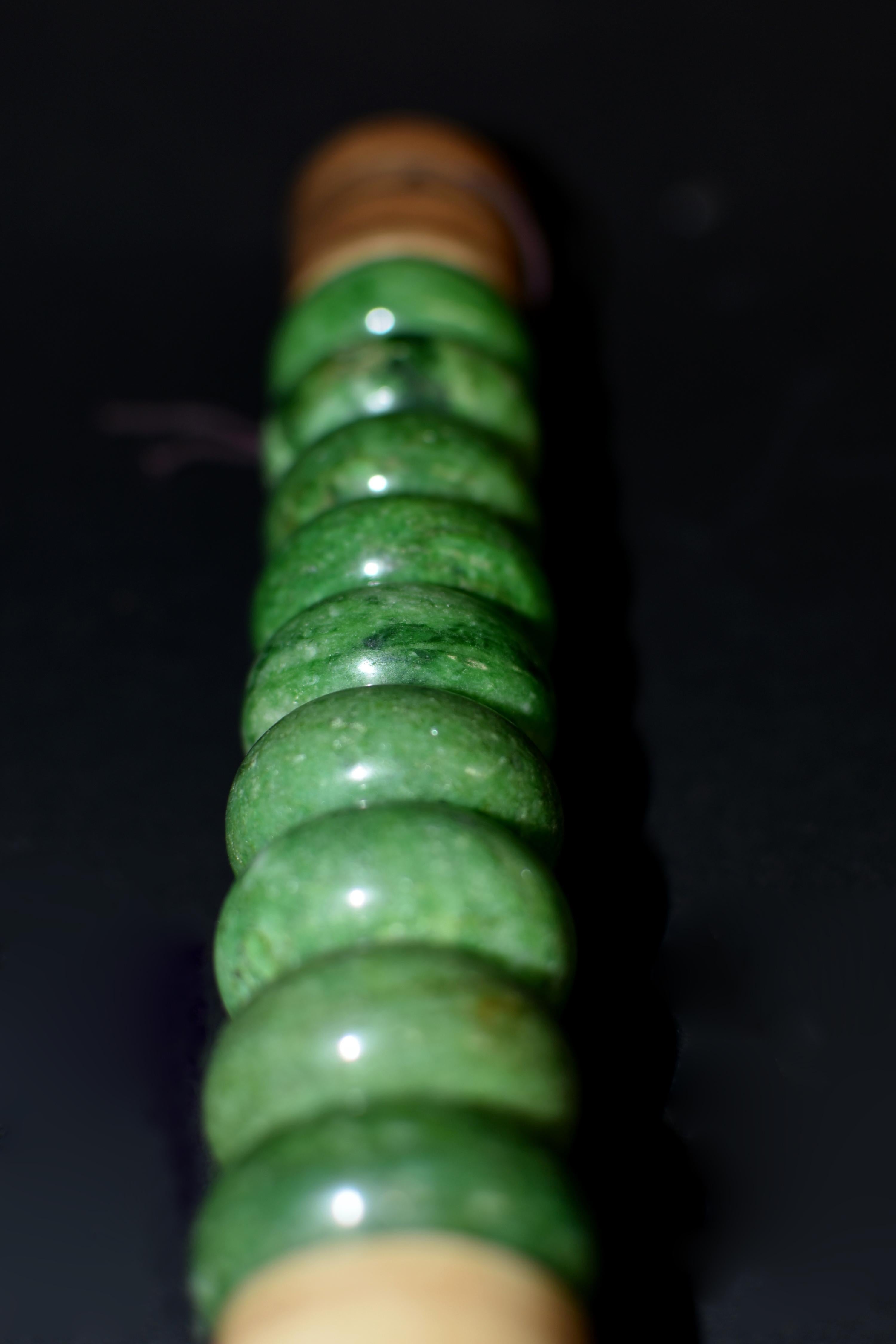 Chinese Calligraphy Brush Large Green Marble Bead 1