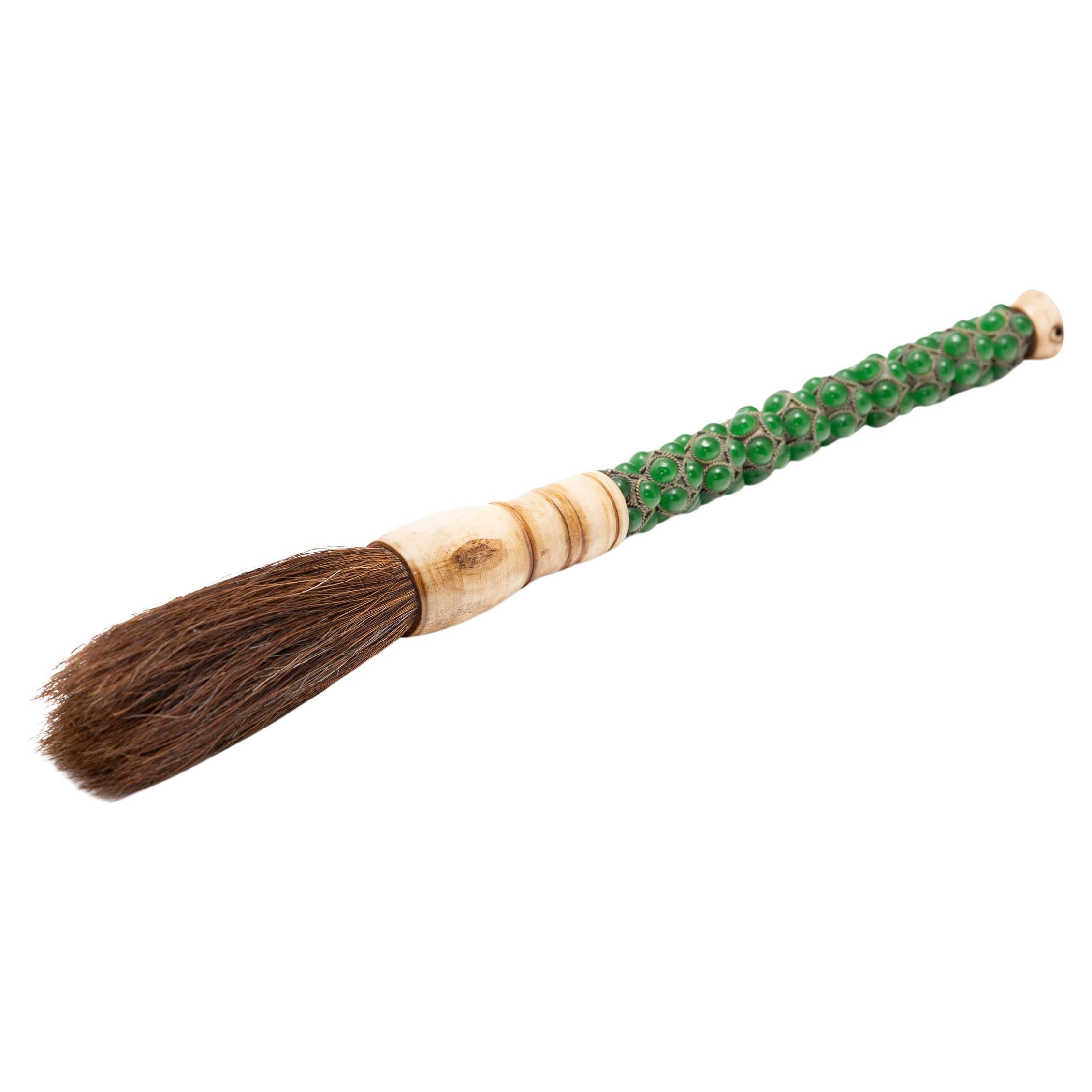 Chinese Calligraphy Brush with Glass Bead Handle For Sale