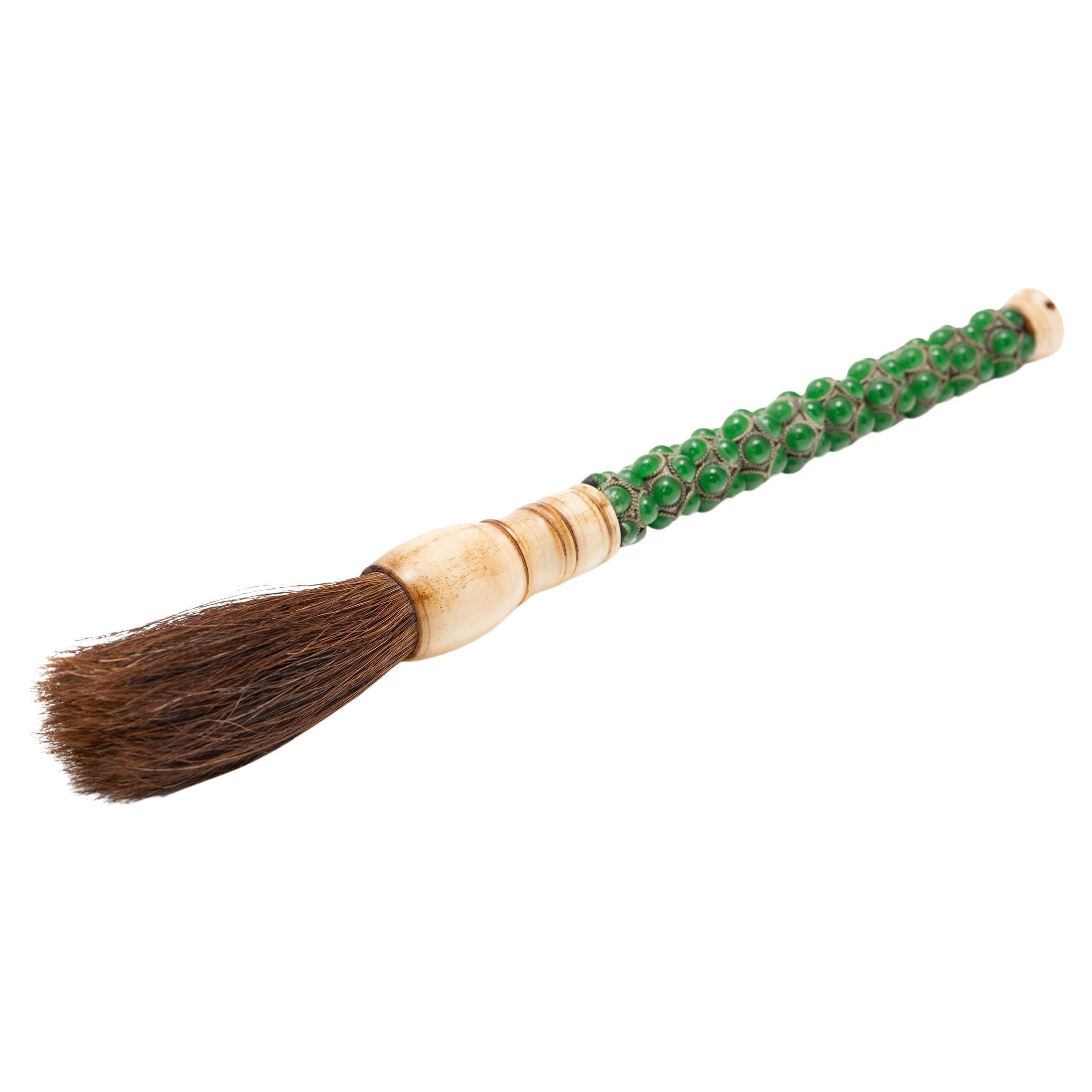Chinese Calligraphy Brush with Glass Bead Handle For Sale