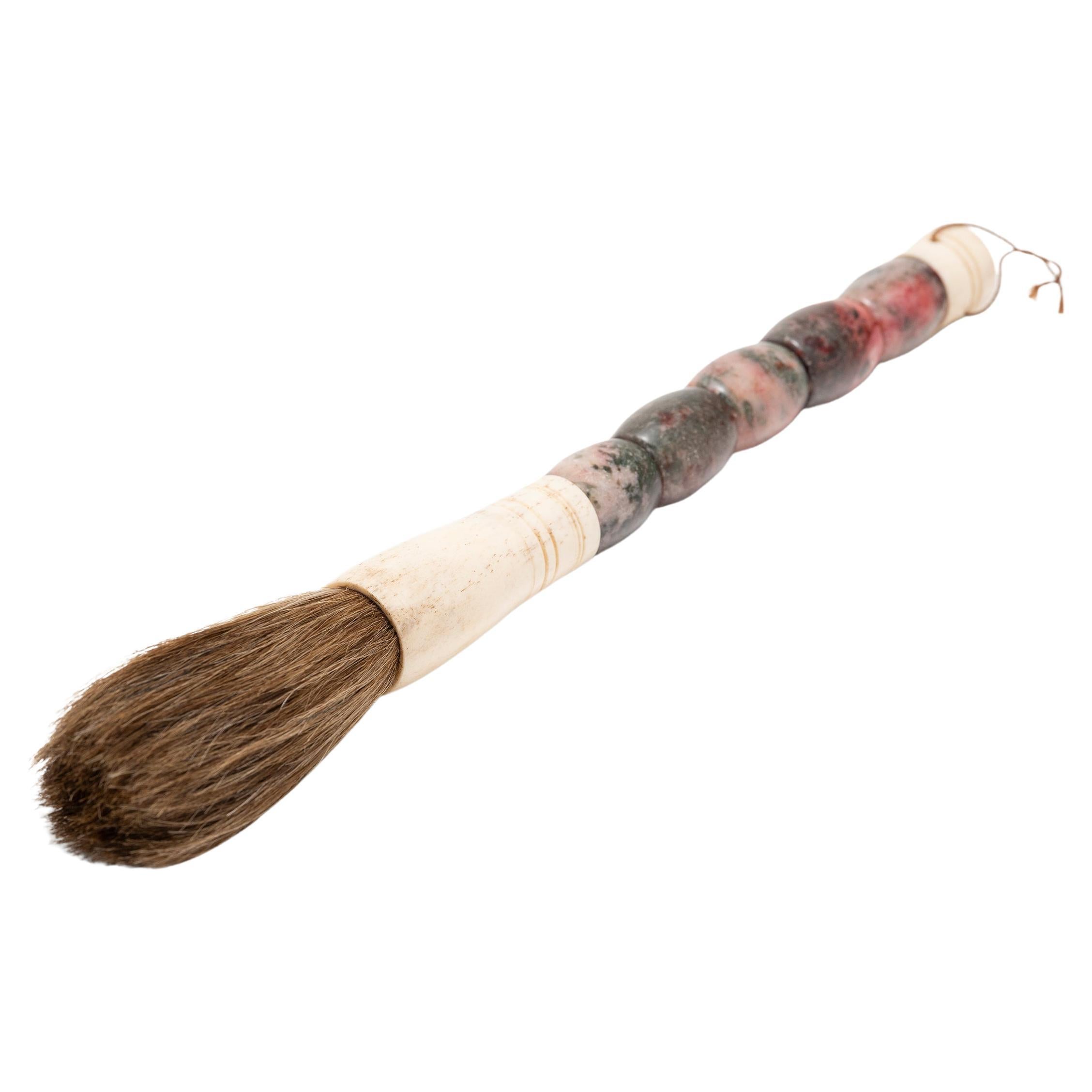 Chinese Calligraphy Brush with Red Stone Handle