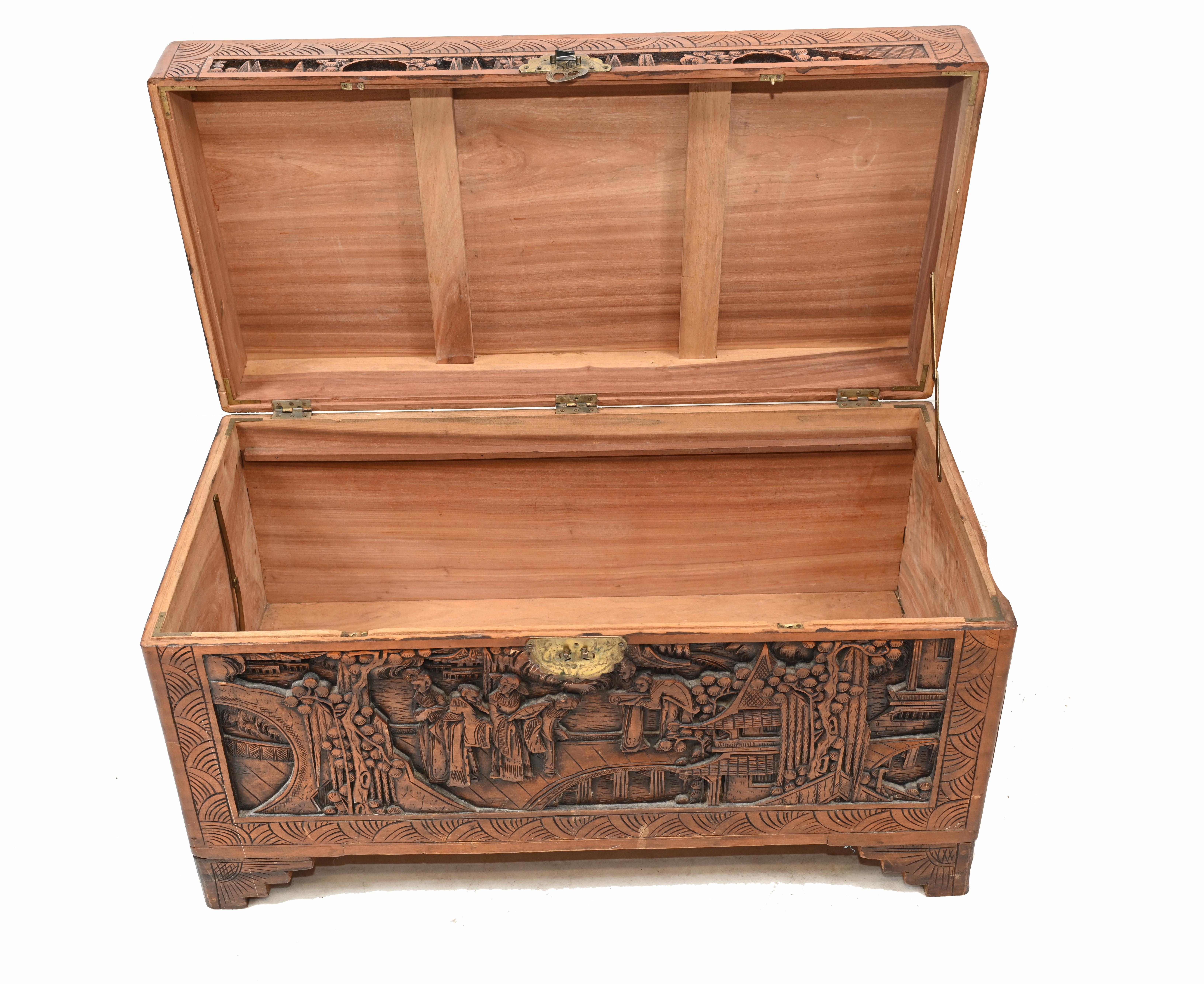 Chinese Camphor Antique Chest Luggage Box Table, 1920 5