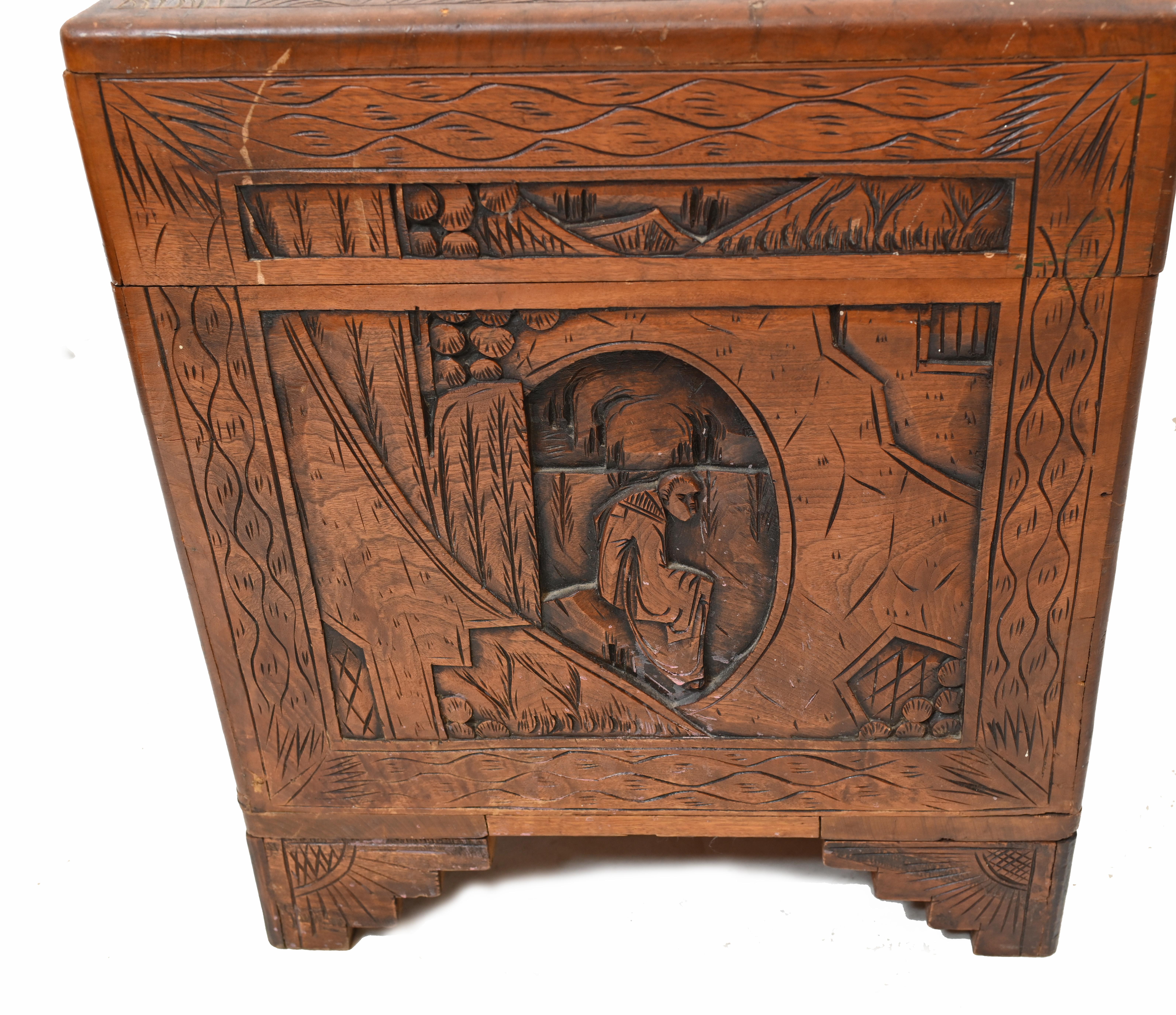 Chinese Camphor Antique Chest Luggage Box Table, 1920 3