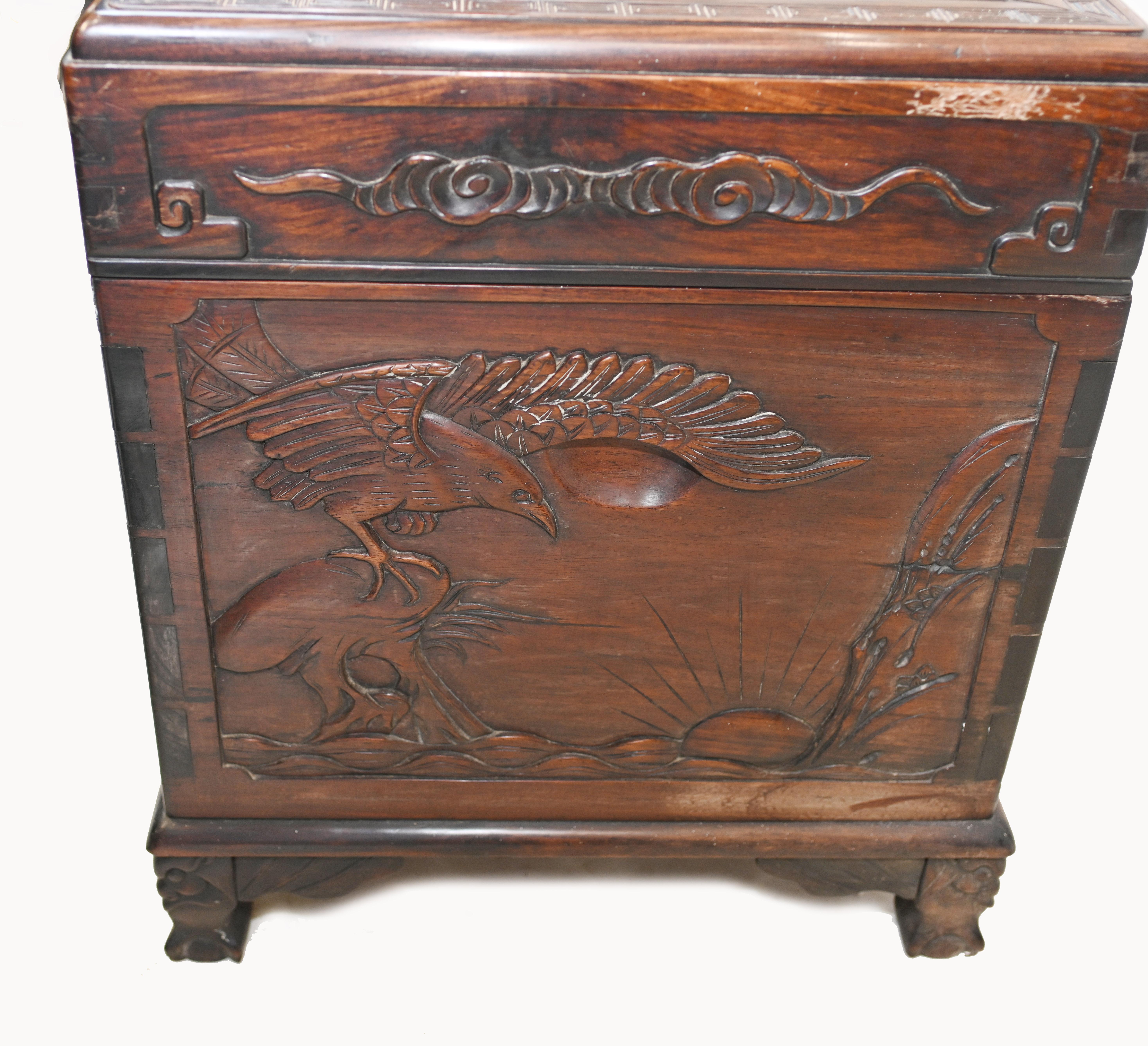 Chinese Camphor Chest Hardwood Carved Luggage Box, 1880 12