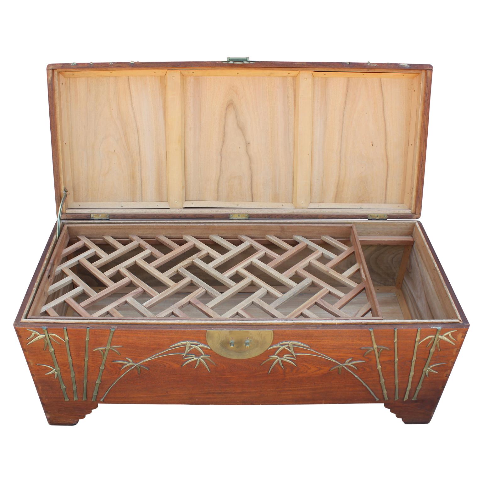 Chinese Camphor Chest with Brass Bamboo Details Attributed to Jimmy Choy 4