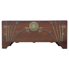 Chinese Camphor Chest with Brass Bamboo Details Attributed to Jimmy Choy