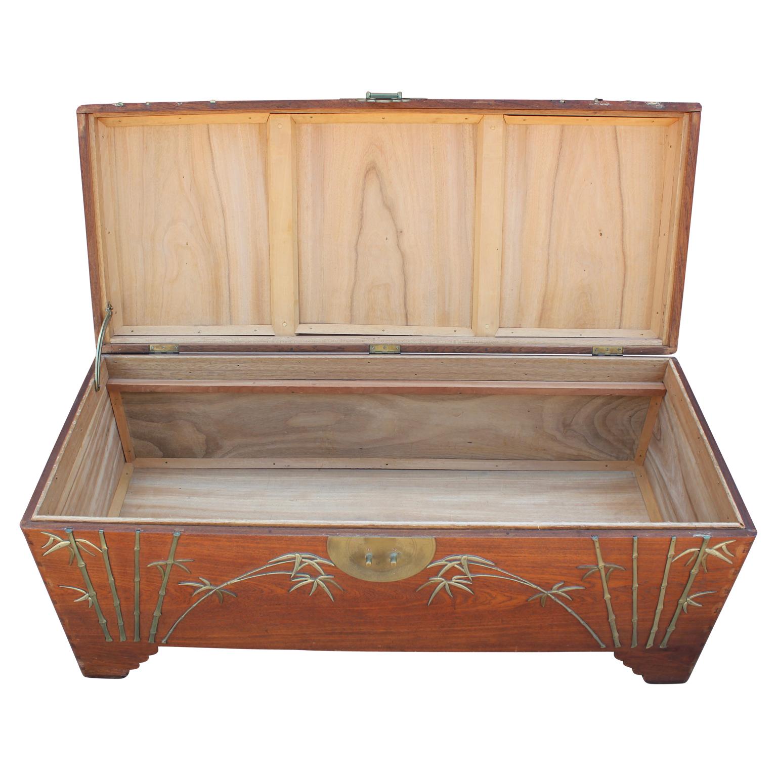 Chinese Camphor Chest with Brass Bamboo Details Attributed to Jimmy Choy 3