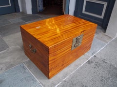 Chinese Camphor Wood Hinged Campaign Trunk with Original Brass Hardware, C. 1815