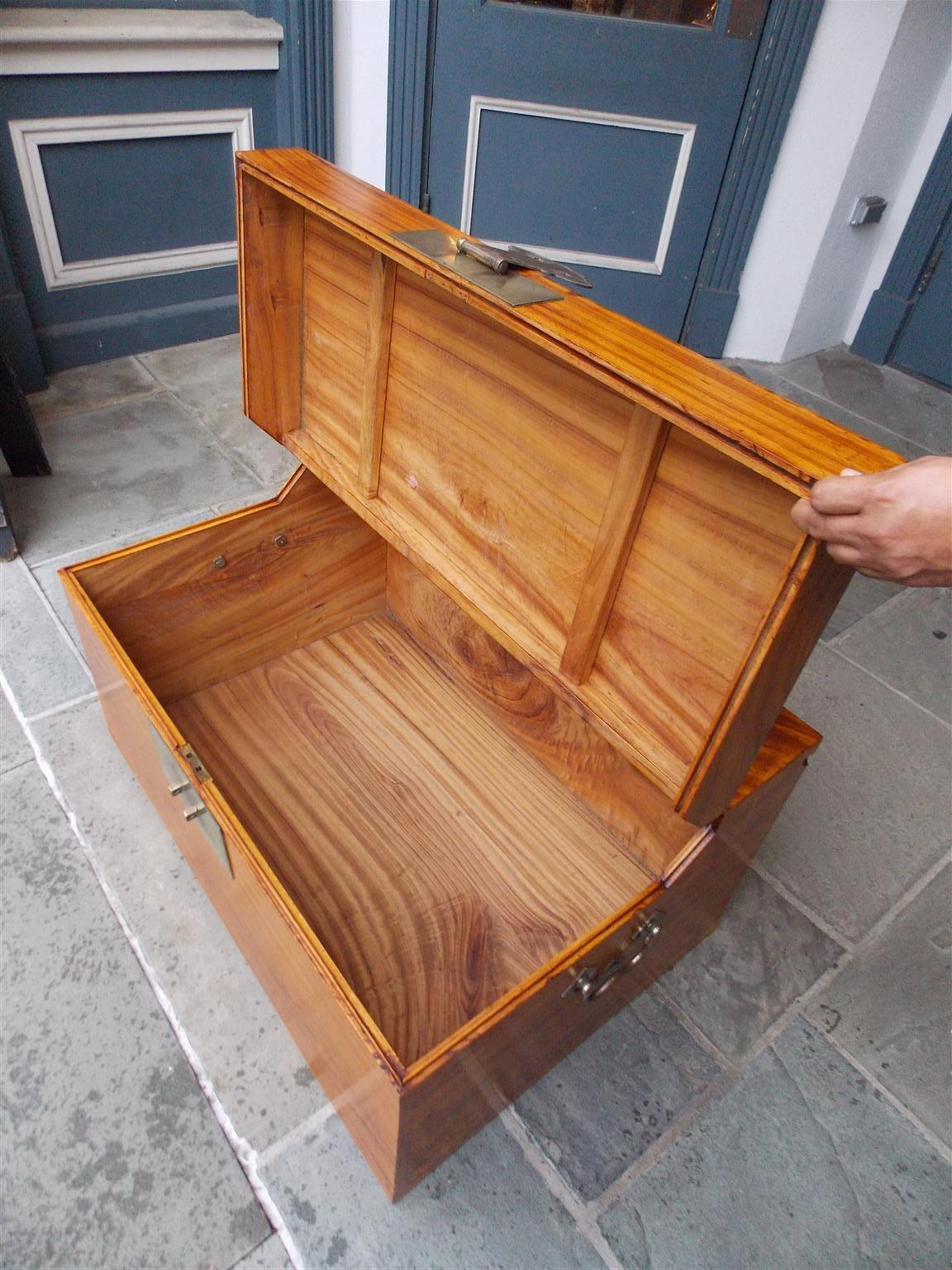 Chinese Camphor Wood Hinged Campaign Trunk with Original Brass Hardware, C. 1815 2