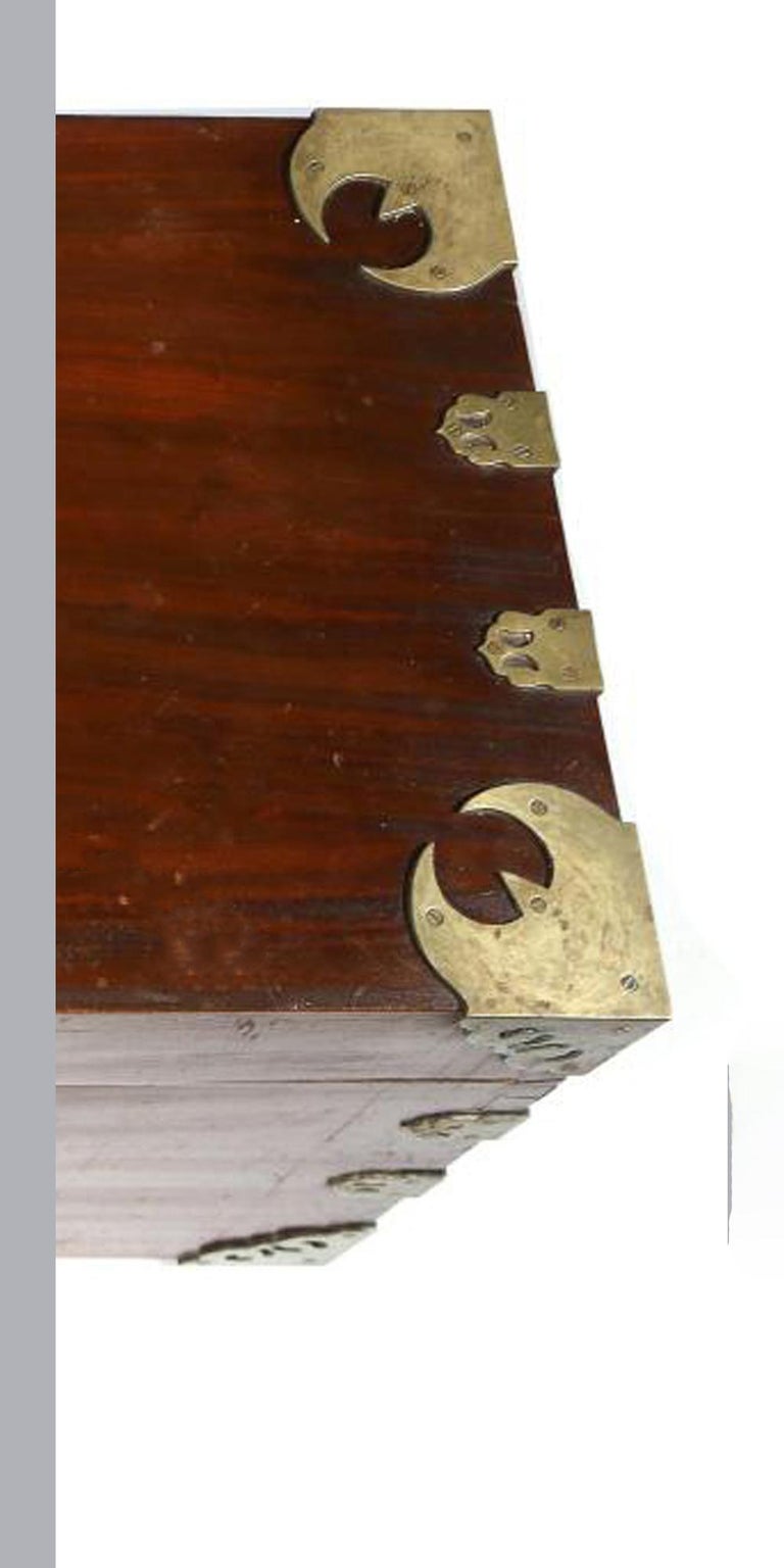 Chinese Camphor Wood Sailor's Large BrassBound Sea or Campaign Chest and Lock For Sale at 1stDibs