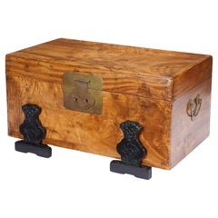Baule cinese in legno di canfora su supporto in legno duro ebanizzato, 1820