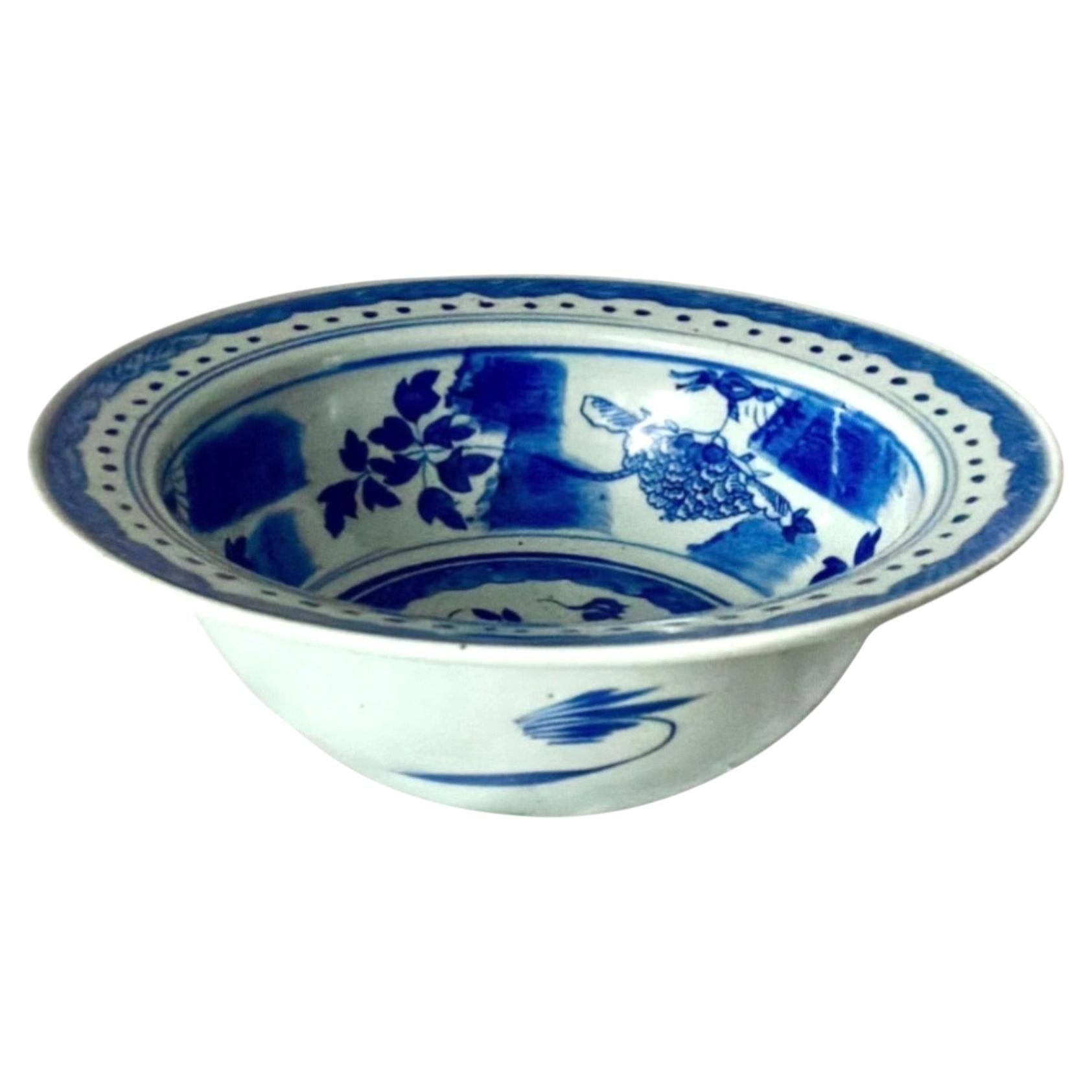 Chinese Canton Blue and White Porcelain Bowl