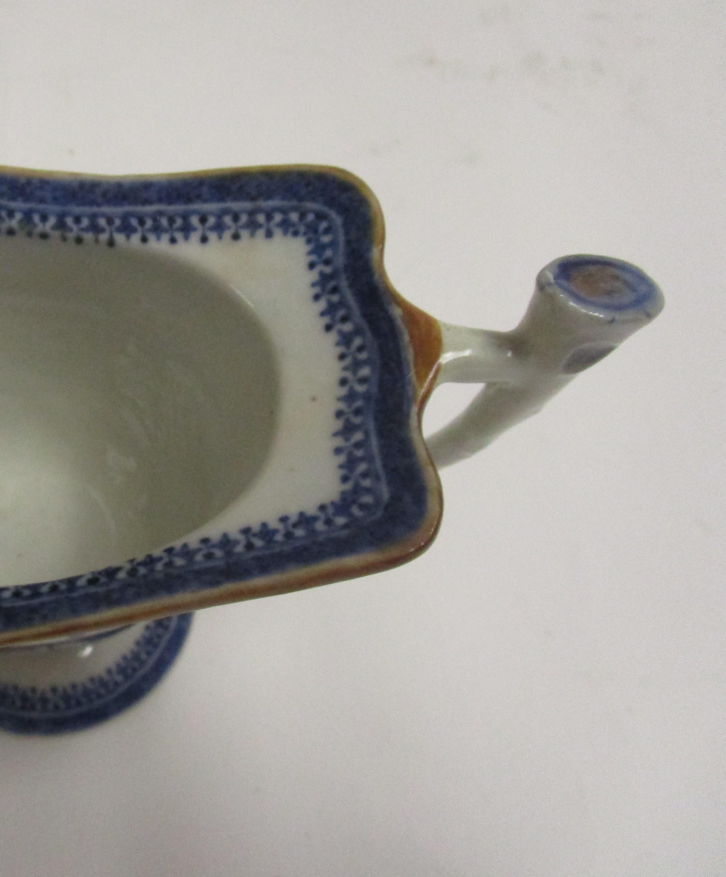 Early 19th Century Chinese Canton Blue and White Porcelain Helmet Shaped Creamer