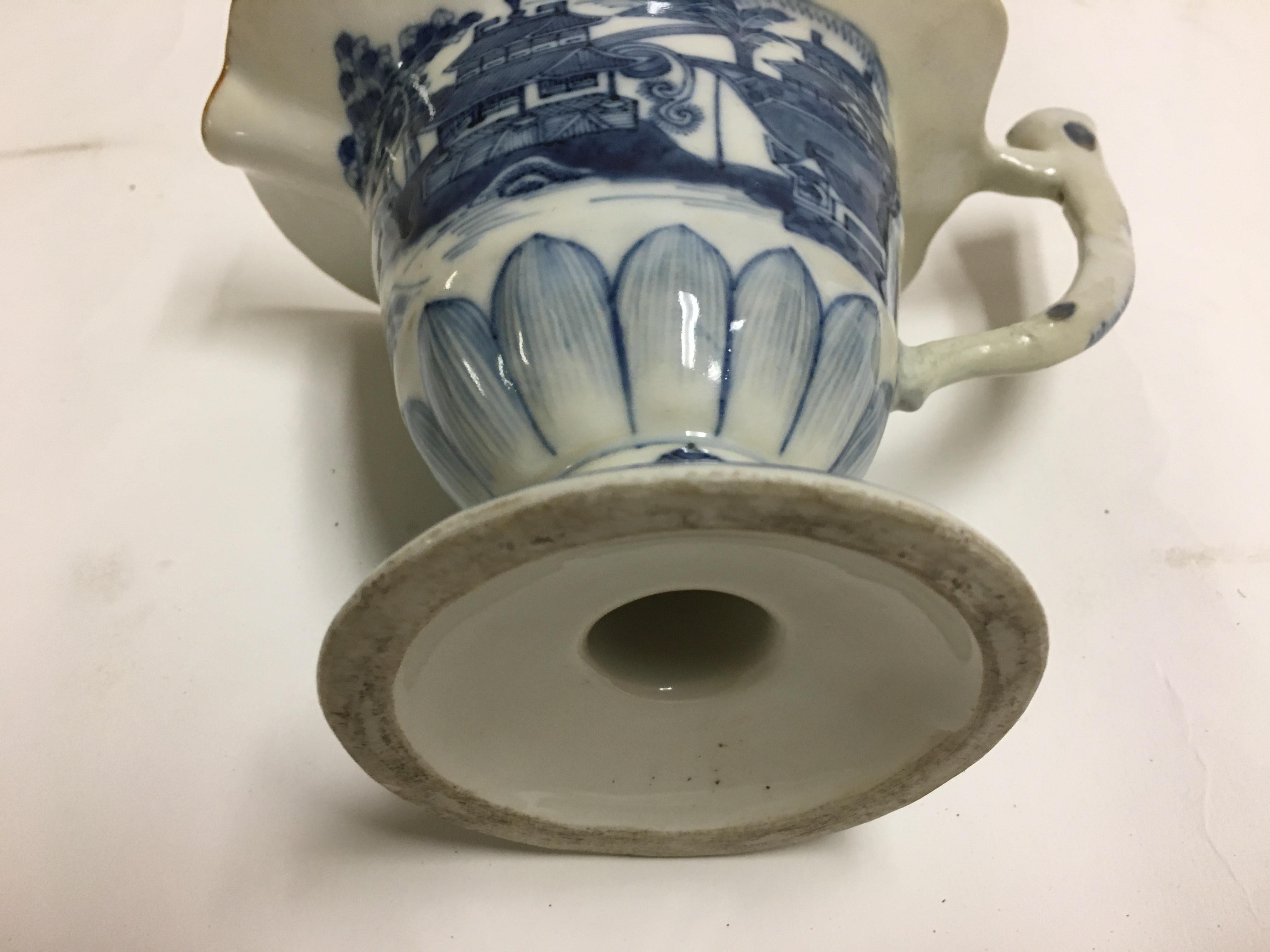 Chinese Canton Blue and White Porcelain Helmet Shaped Creamer 2