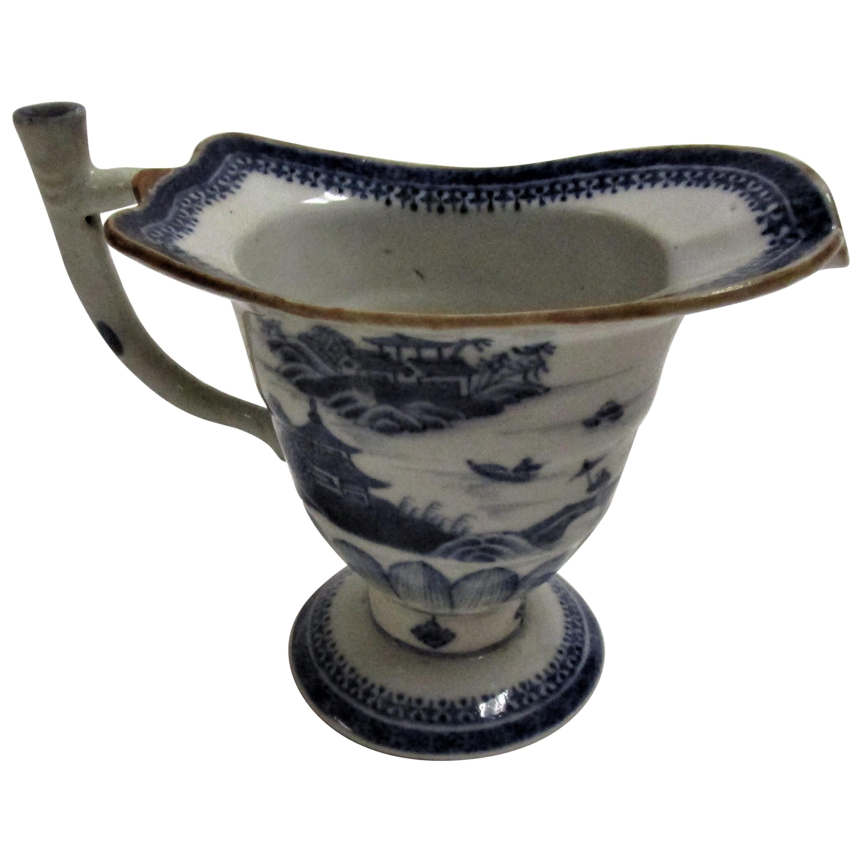 Chinese Canton Blue and White Porcelain Helmet Shaped Creamer