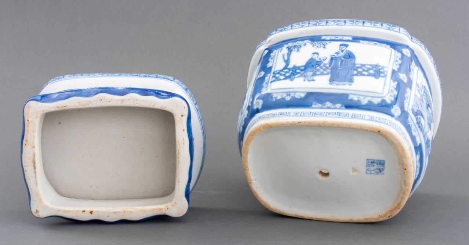 Chinese Canton Blue and White Tree Pot on Stand 3