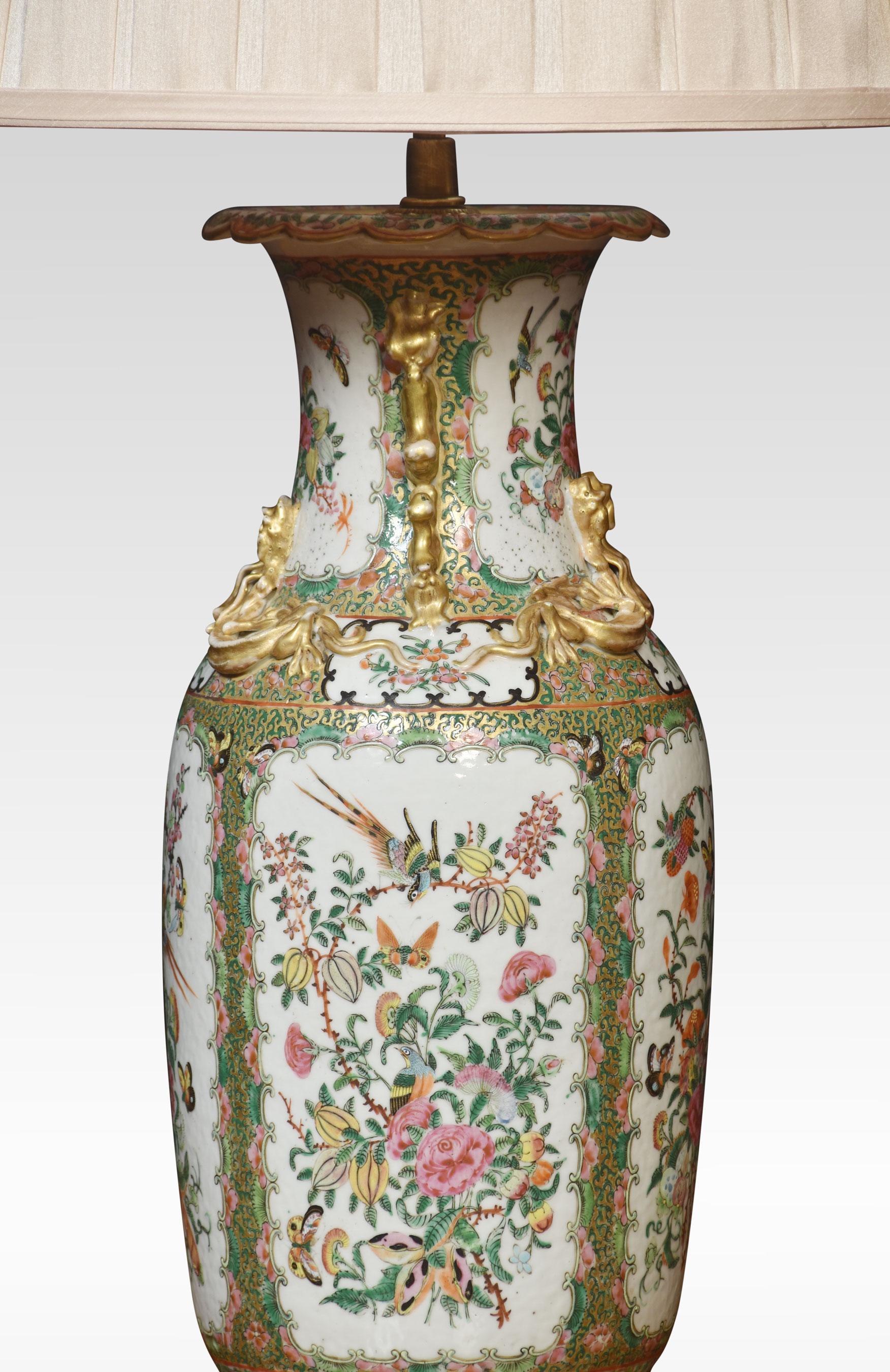 Porcelain Chinese canton famille rose porcelain vase lamp For Sale