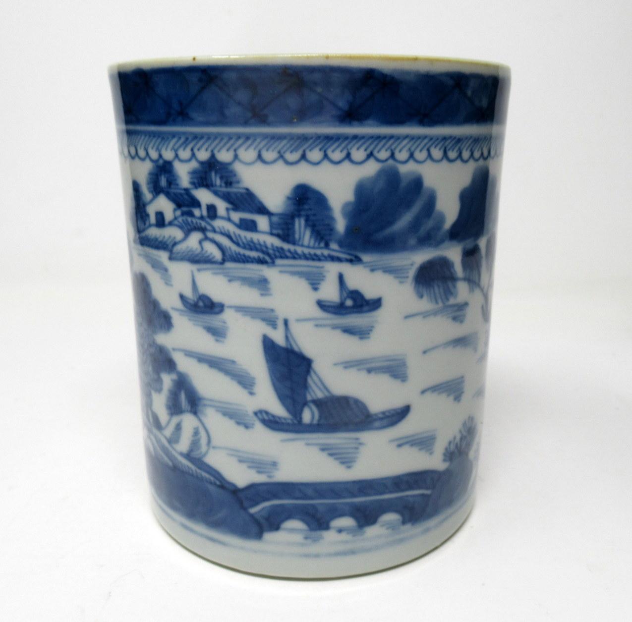 Chinese Export Chinese Canton Porcelain Blue White Cantonese Tankard Mug Quianlong 18th Century