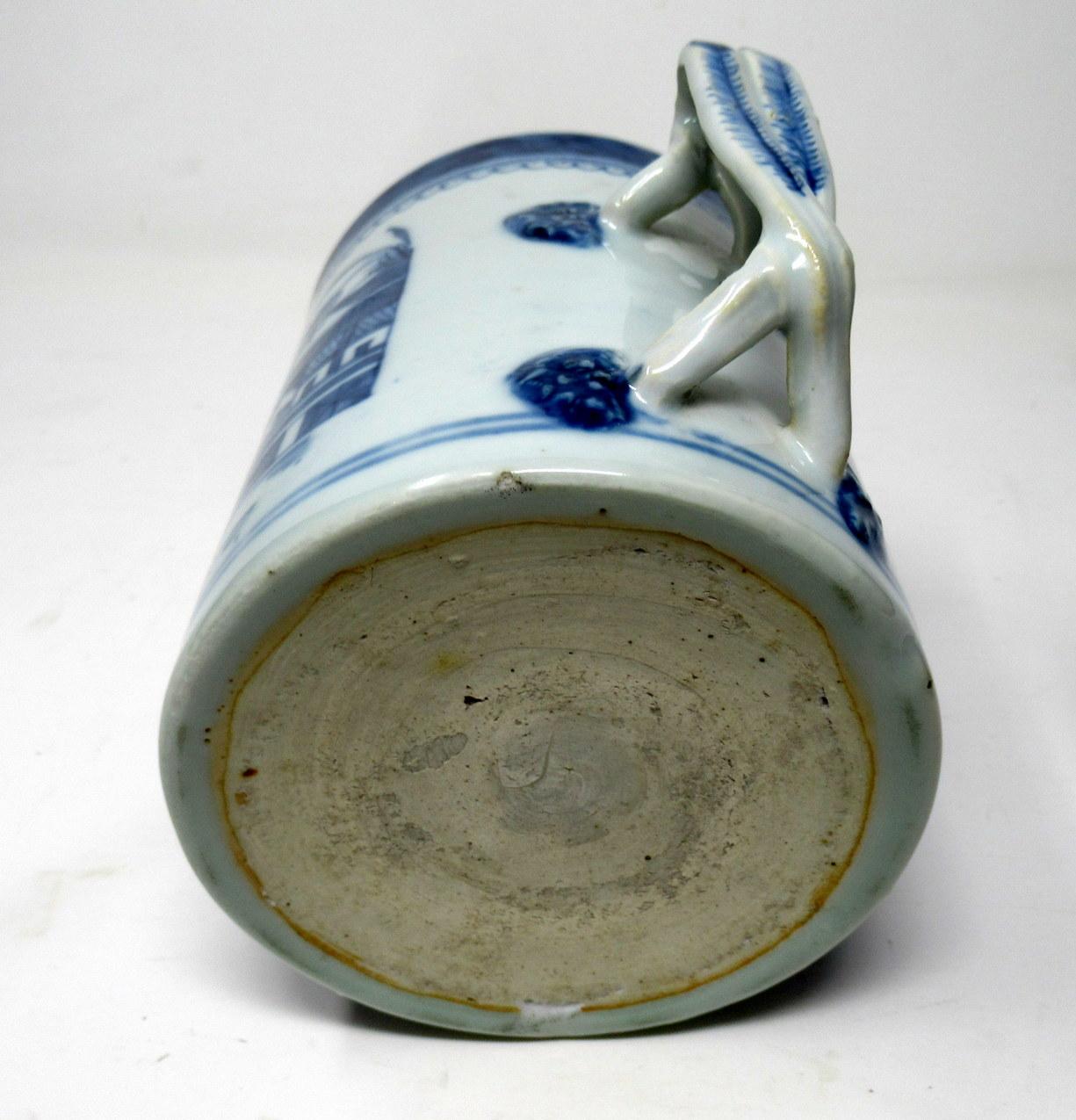 Chinese Canton Porcelain Blue White Cantonese Tankard Mug Quianlong 18th Century 2