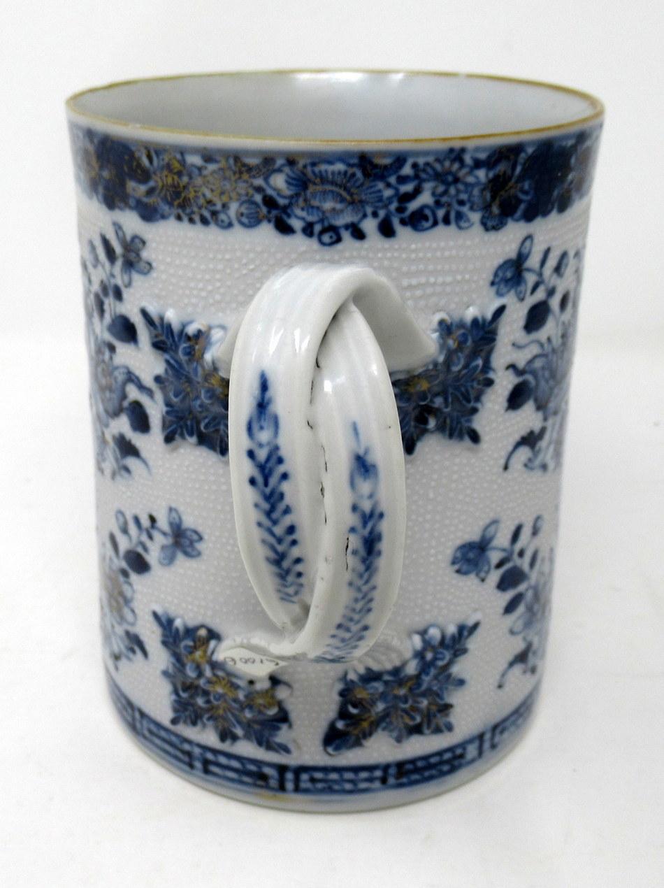Chinese Export Chinese Canton Porcelain Blue White Dragon Tankard Mug Qianlong 18th Century