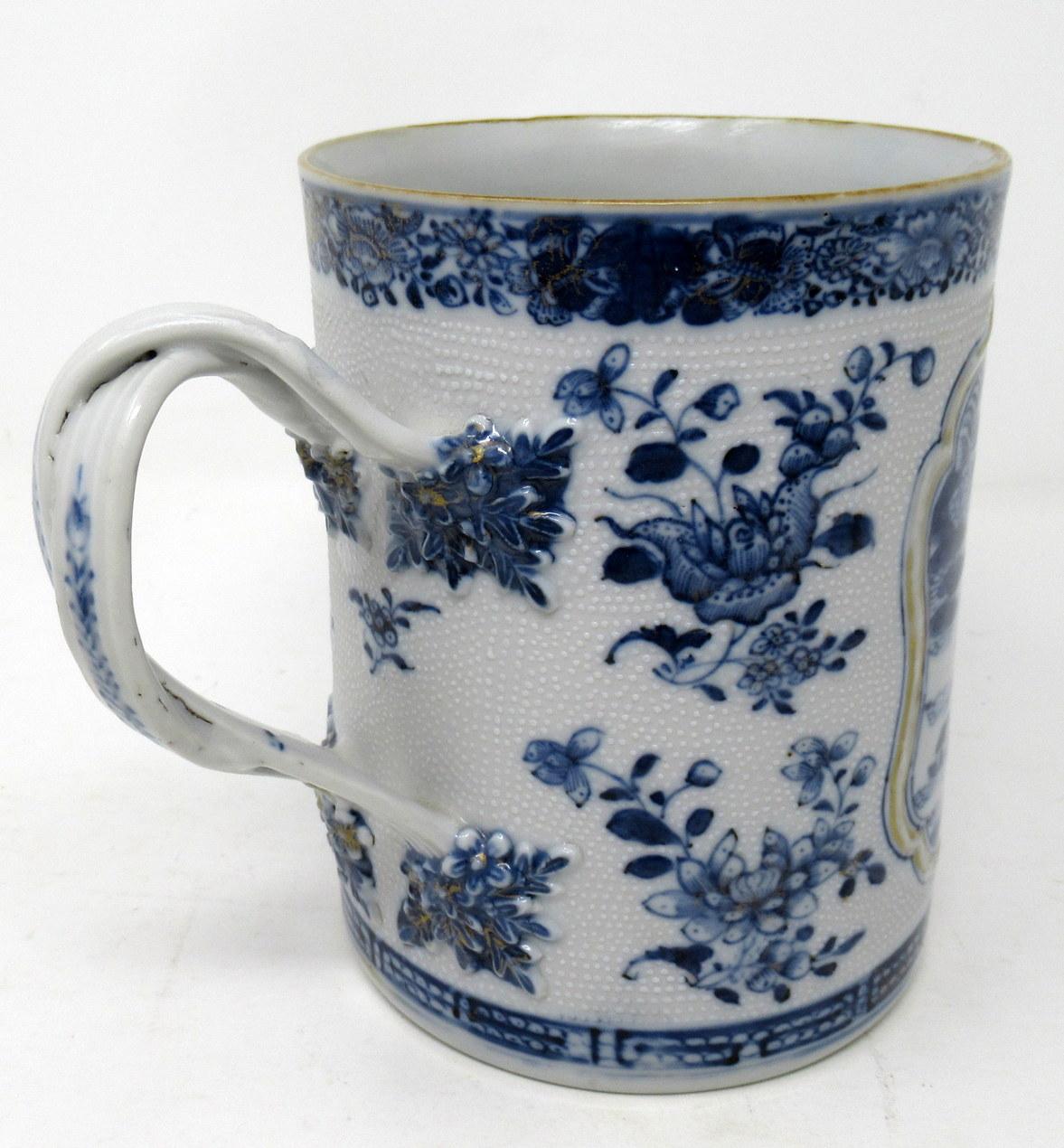 Chinese Canton Porcelain Blue White Dragon Tankard Mug Qianlong 18th Century In Good Condition In Dublin, Ireland