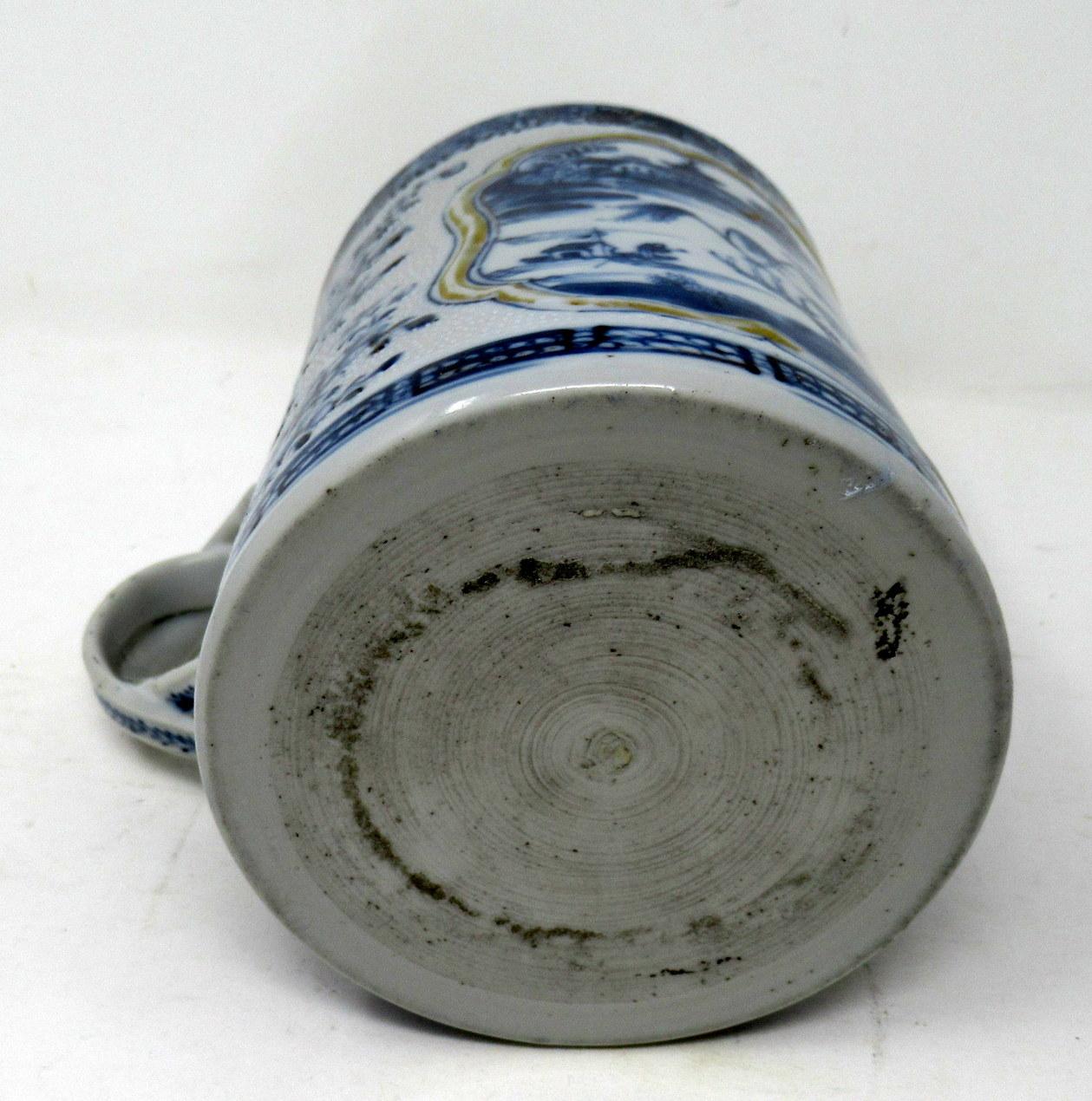 Chinese Canton Porcelain Blue White Dragon Tankard Mug Qianlong 18th Century 1