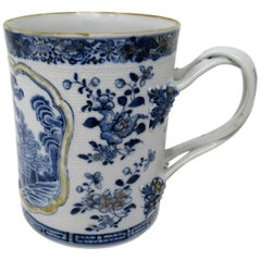 Chinese Canton Porcelain Blue White Dragon Tankard Mug Qianlong 18th Century
