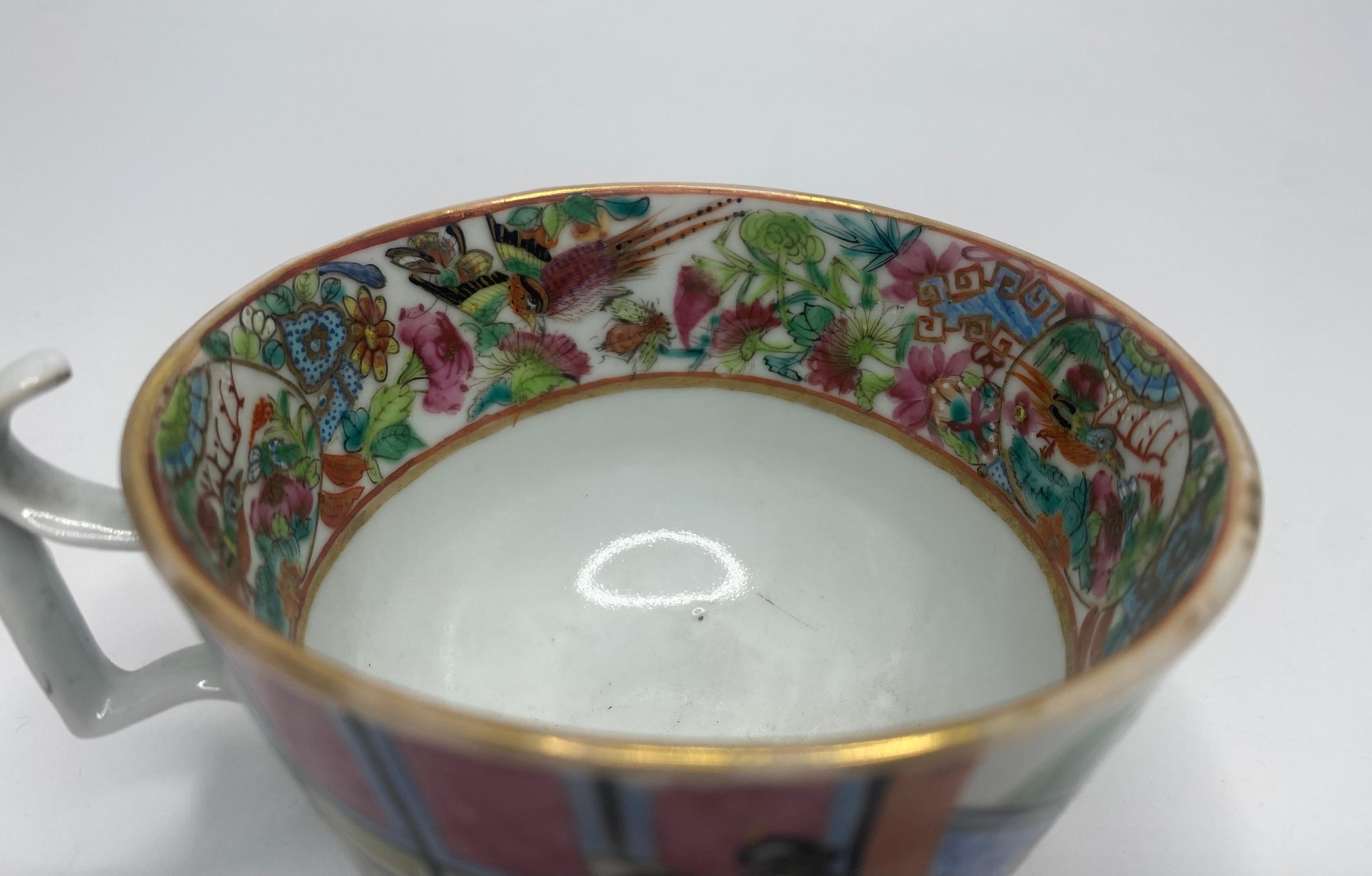 Chinese Canton porcelain cup & saucer, c. 1850. Qing dynasty. 4
