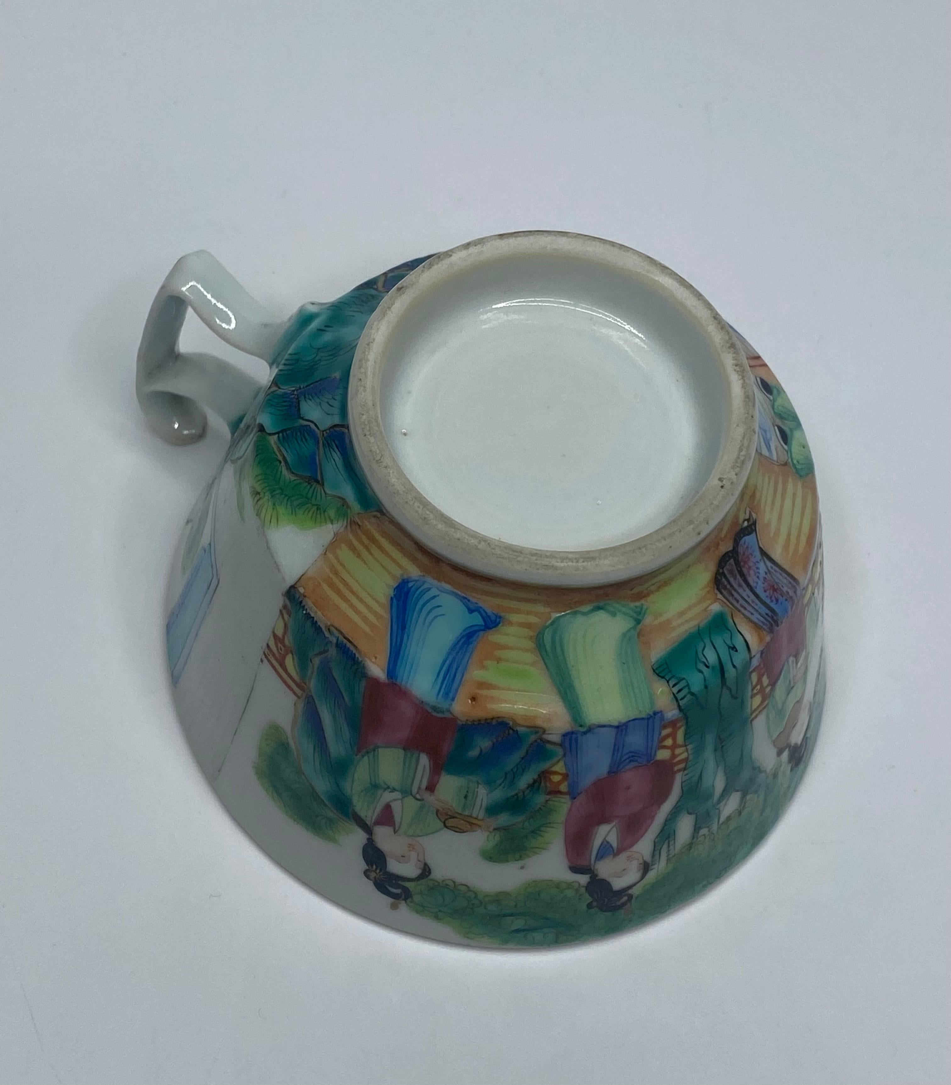 Chinese Canton porcelain cup & saucer, c. 1850. Qing dynasty. 5