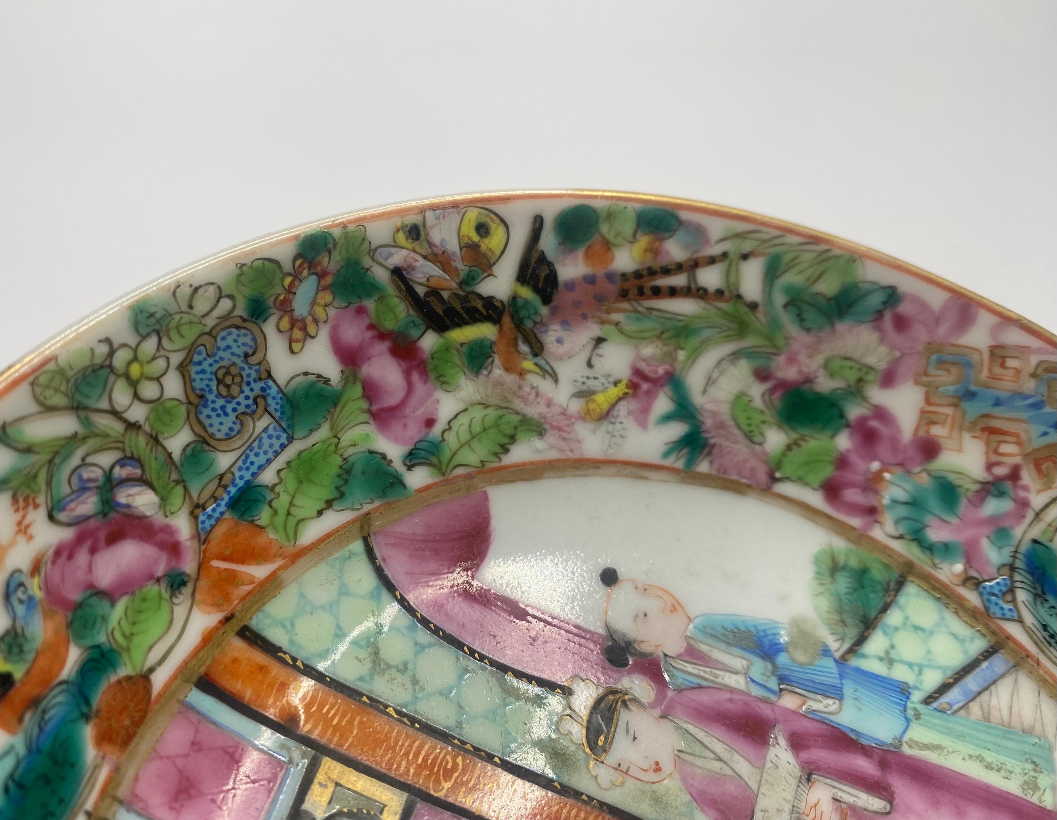 Mid-19th Century Chinese Canton porcelain cup & saucer, c. 1850. Qing dynasty.