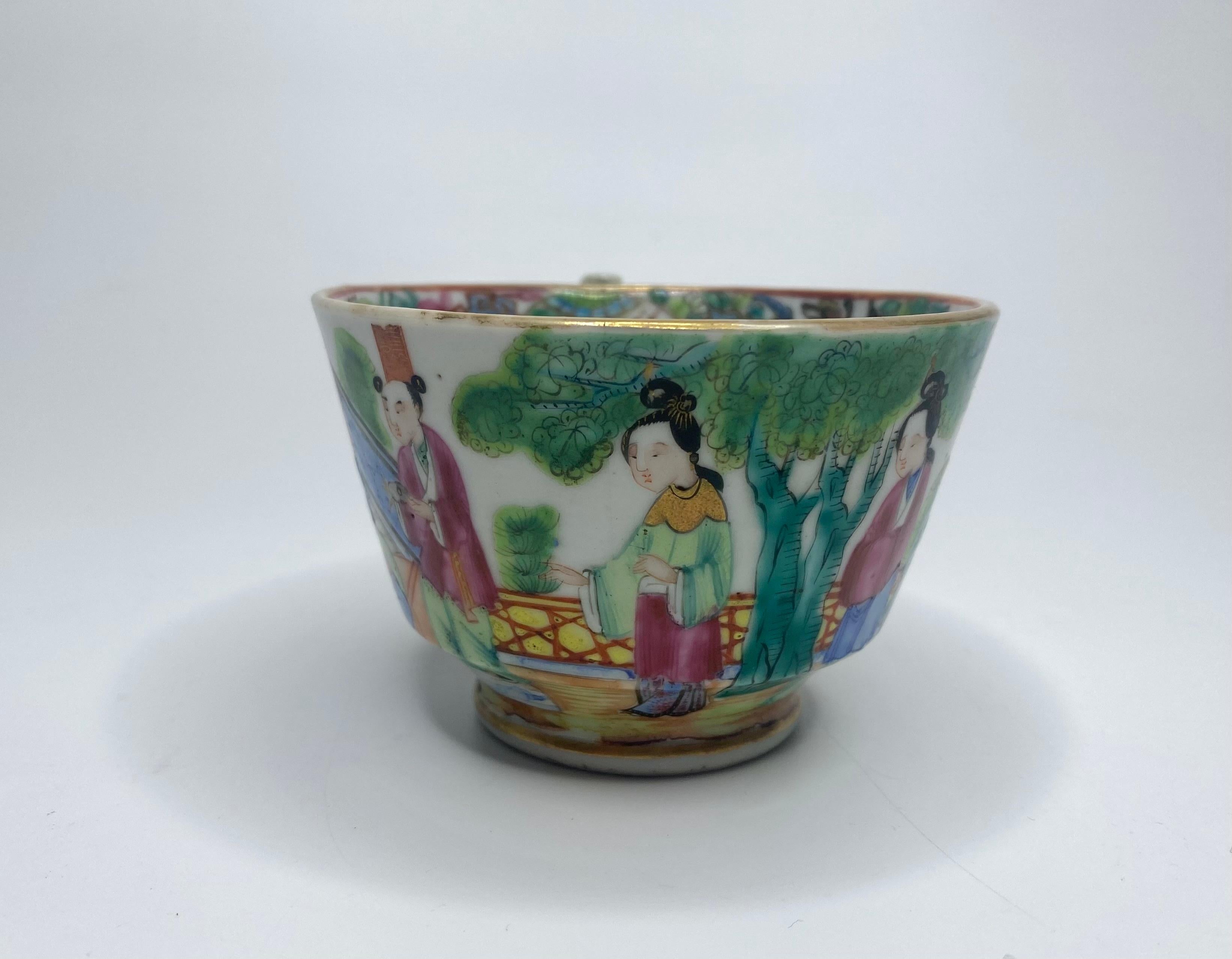 Chinese Canton porcelain cup & saucer, c. 1850. Qing dynasty. 1