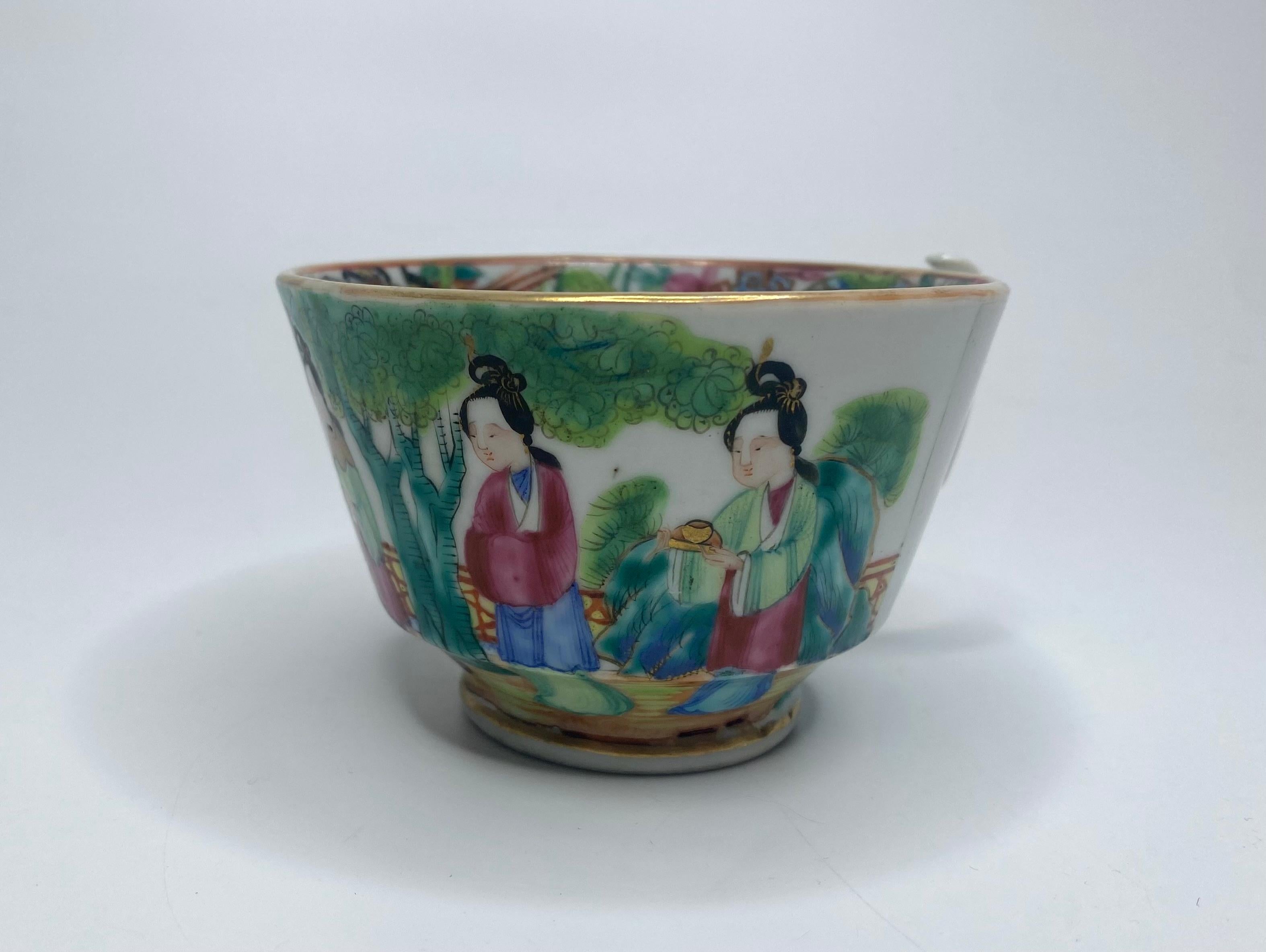 Chinese Canton porcelain cup & saucer, c. 1850. Qing dynasty. 2