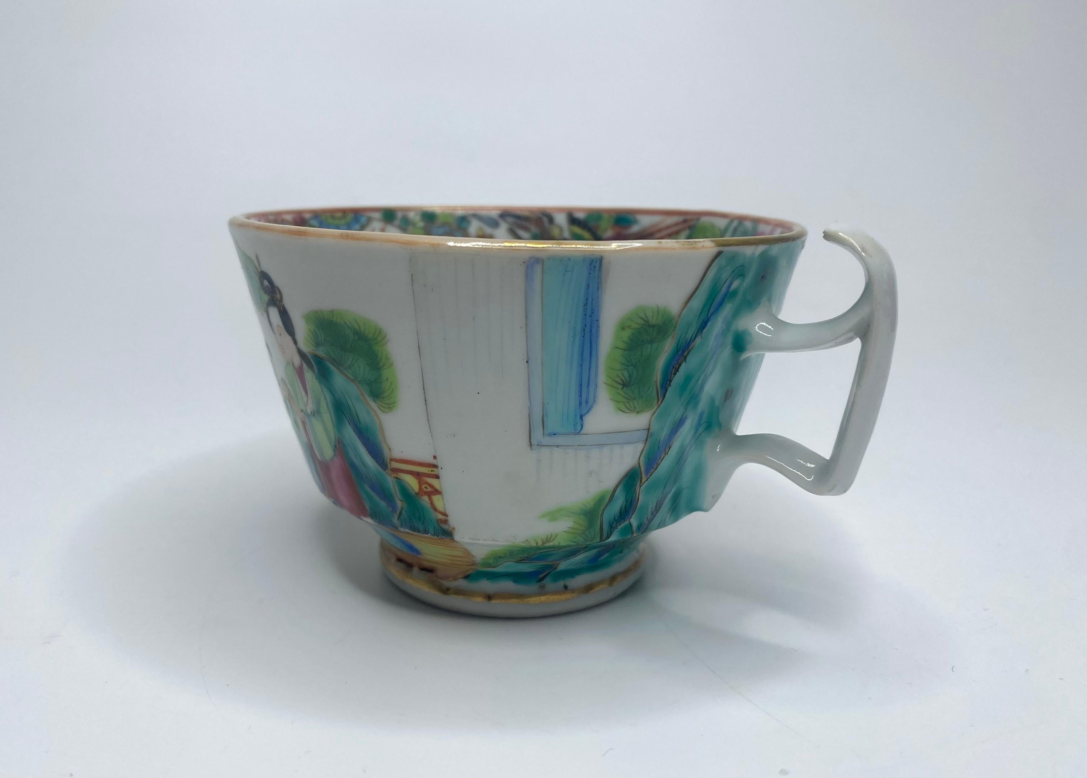 Chinese Canton porcelain cup & saucer, c. 1850. Qing dynasty. 3
