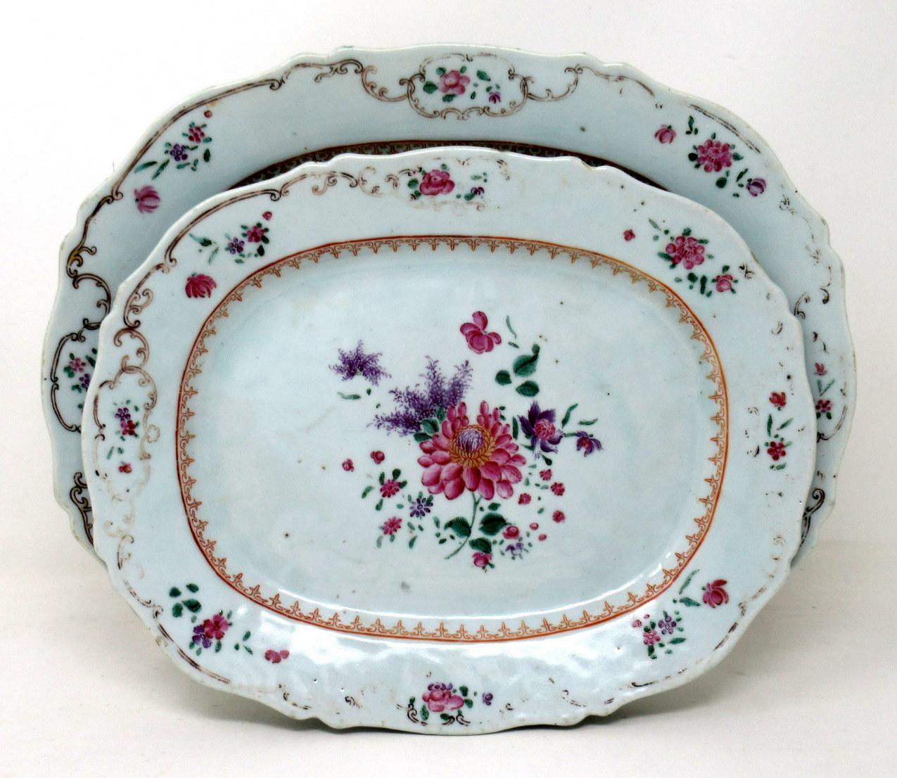 Chinese Export Chinese Canton Porcelain Famille Rose Cabinet Plates Chargers Qianlong Dynasty