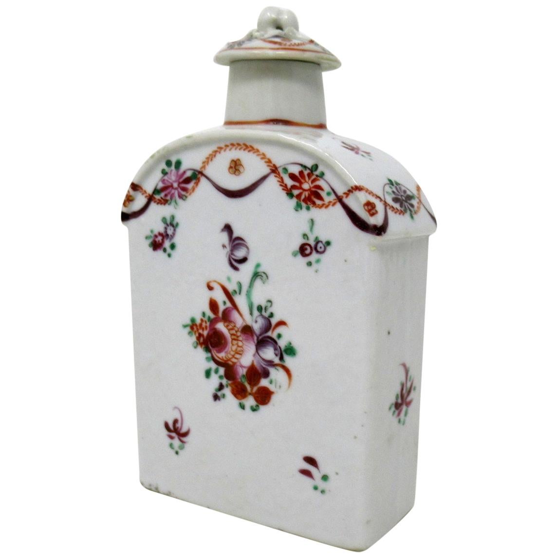 Chinese Canton Porcelain Famille Rose Dome Top Enameled Tea Caddy Qianlong 18 Ct