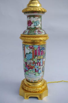 Chinese Canton Porcelain Lamp, Late 19th Century