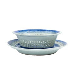 Chinese Canton reticulated chestnut basket & liner, c. 1820