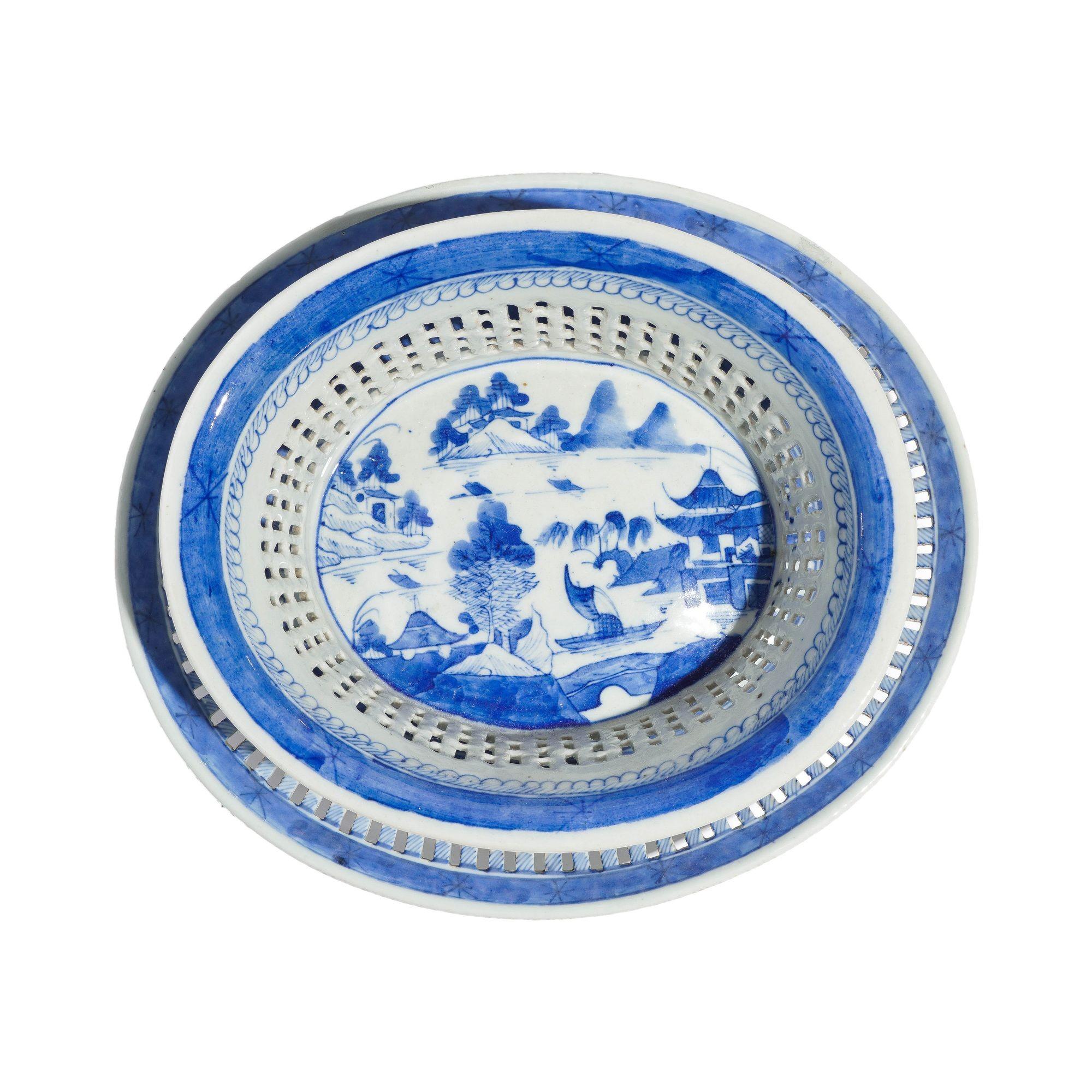 Cesta y forro de castaño reticulado chino de Cantón, c. 1820 Chino en venta