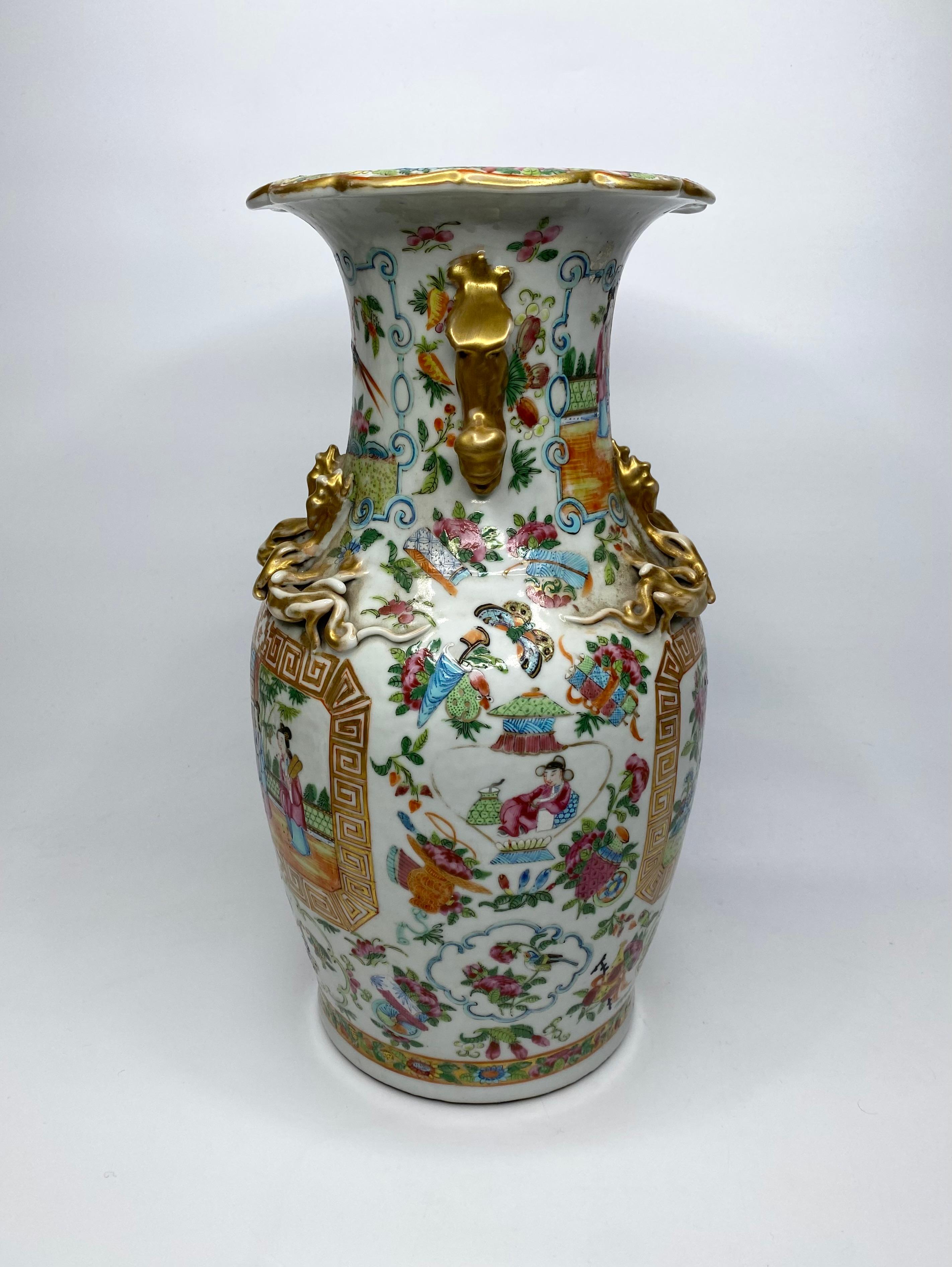 Porcelain Chinese Cantonese porcelain vase, c. 1870. Qing Dynasty.