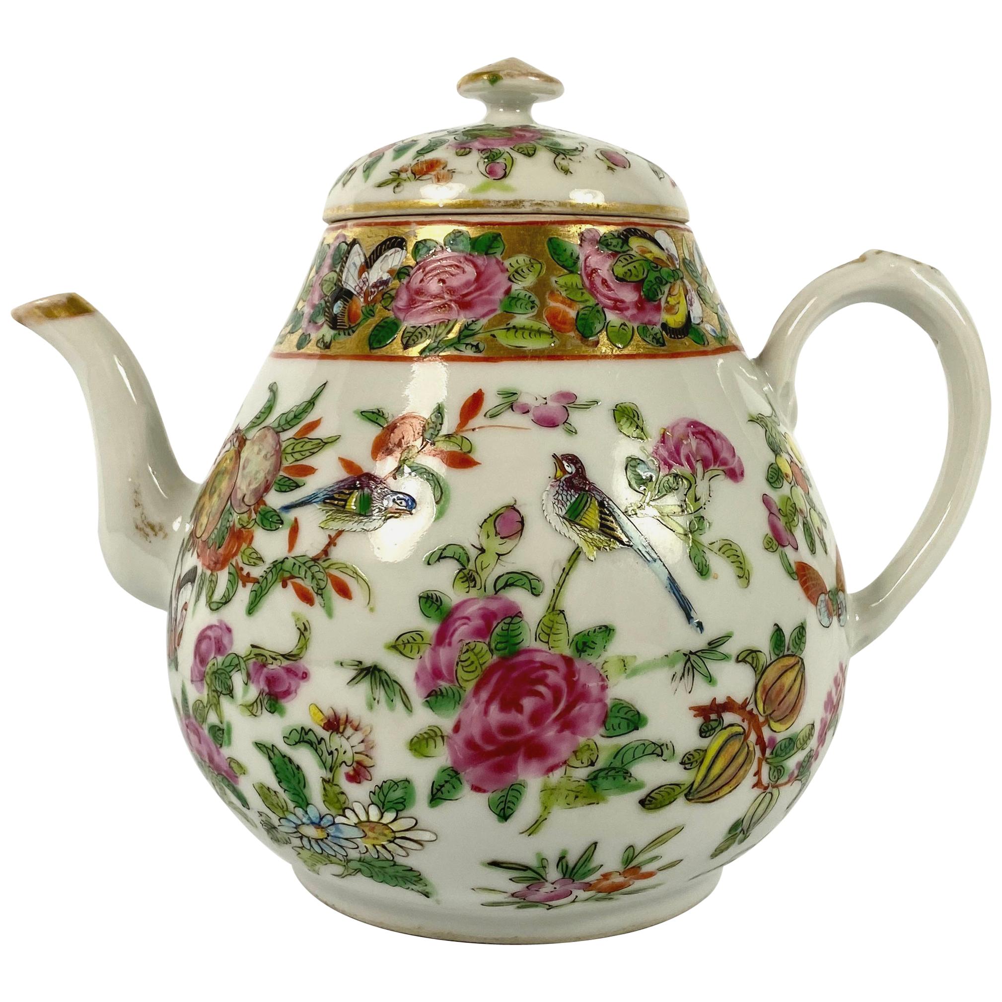 Chinese Cantonese Teapot and Cover, circa 1870, Qing Dynasty at 1stDibs