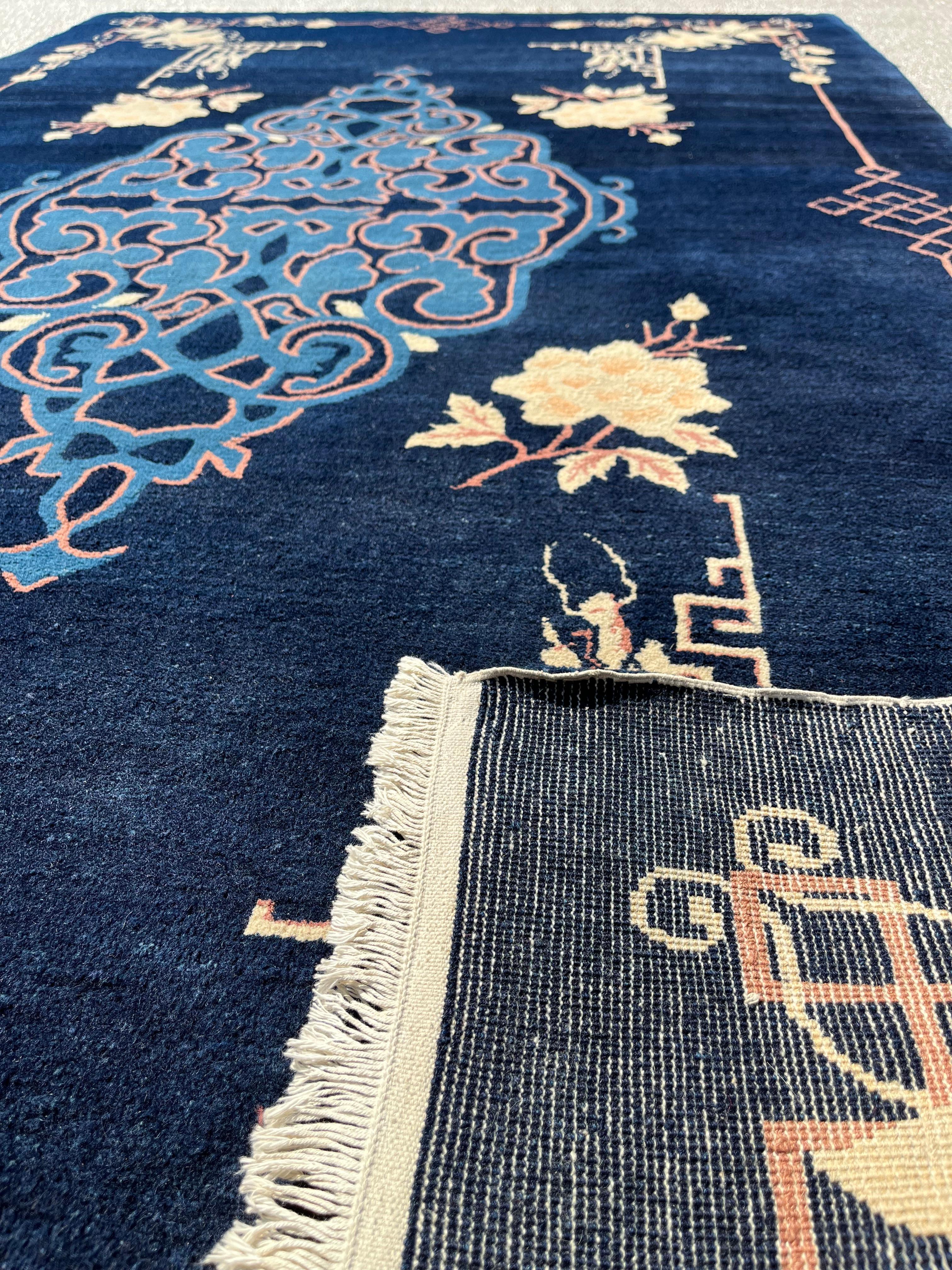 Chinesischer chinesischer Teppich, Peking, königsblau Beijing im Angebot 3