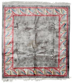 Chinese Silk Carpet, Hand-Knotted, Ornate Patterns, Asia, 1980s