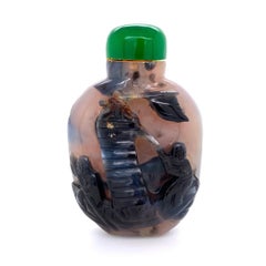 Antico tabacco da fiuto cinese in agata intagliata Raro ritrovamento immobiliare