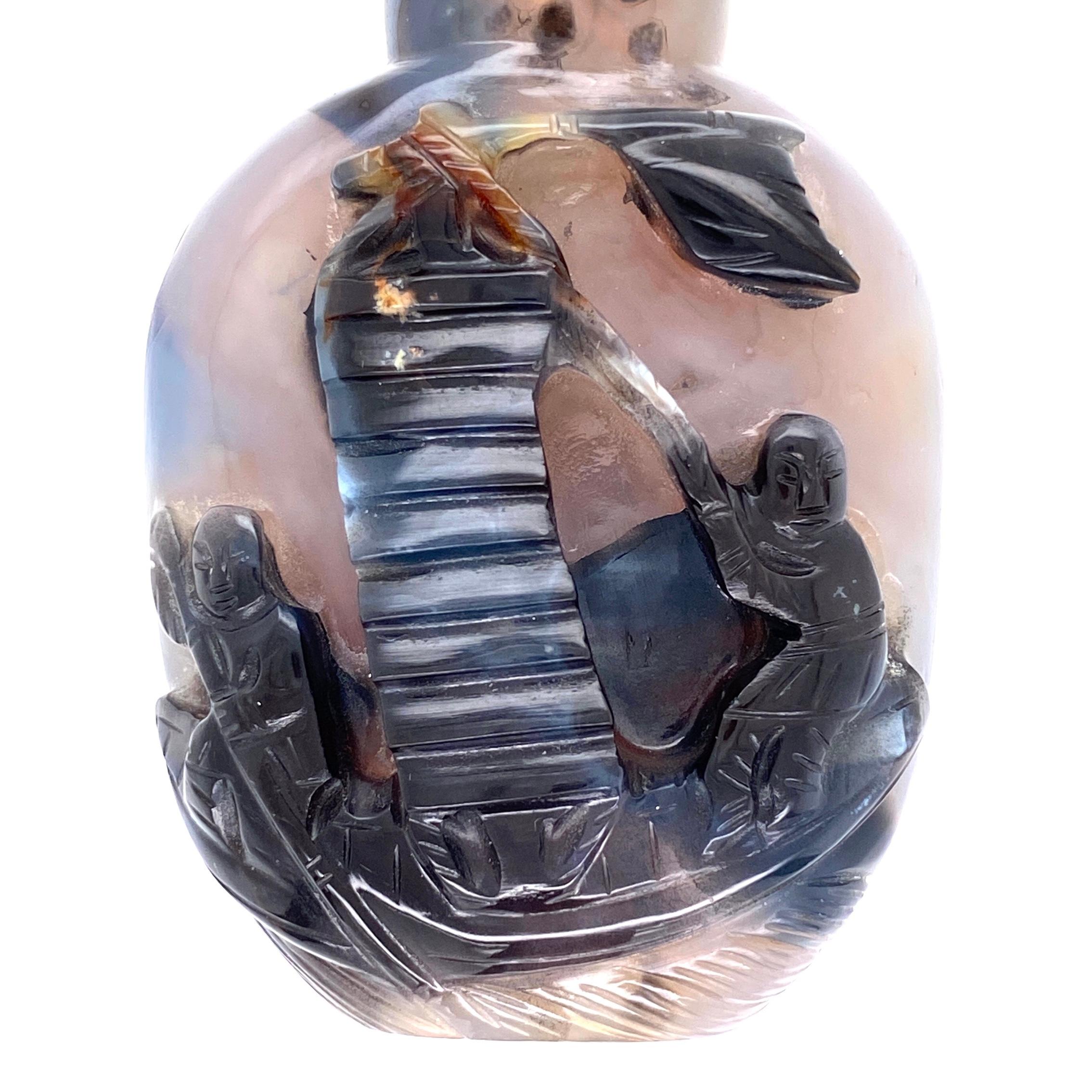 Chinese Carved Agate Antique Snuff Bottle Rare Estate Find For Sale 2