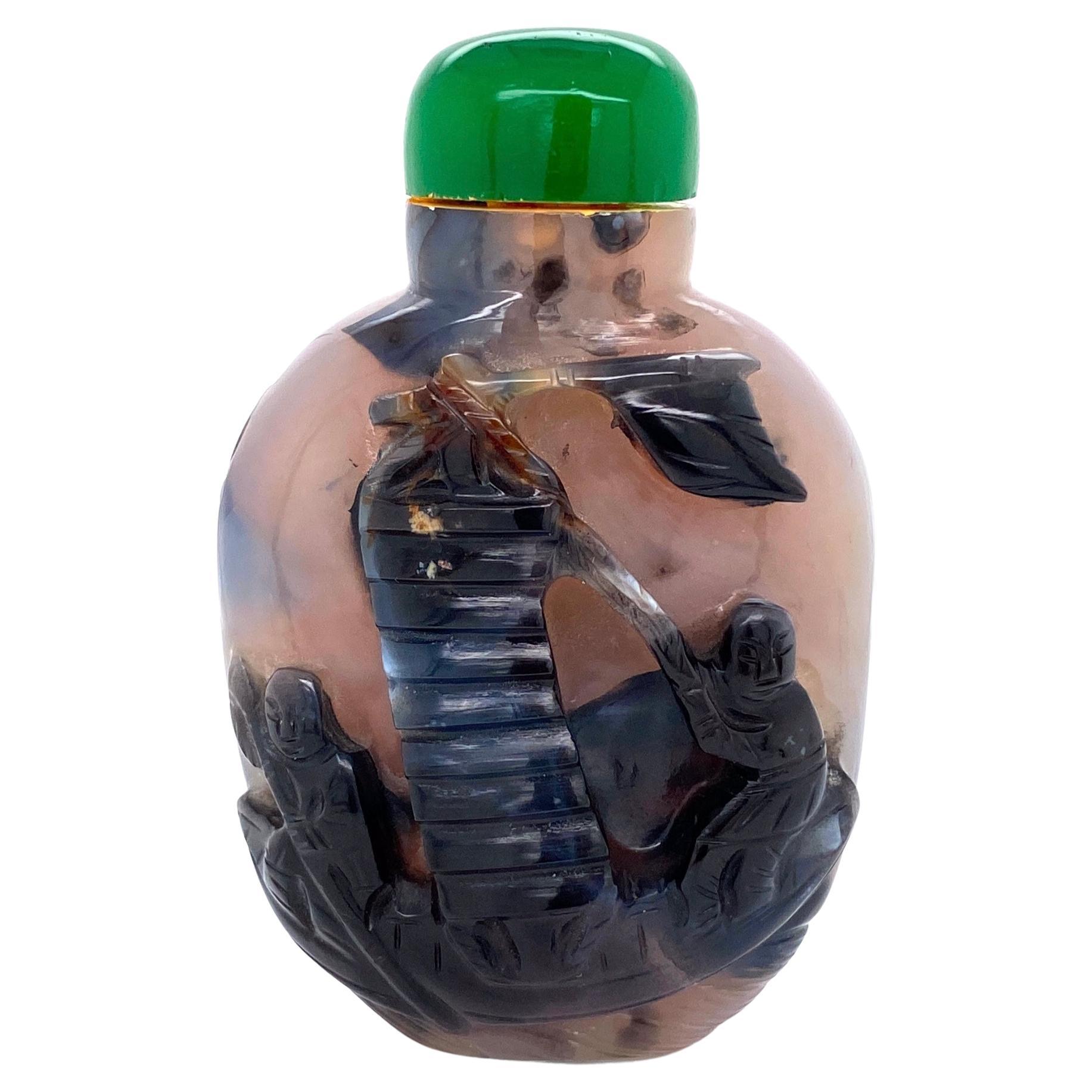 Chinese Carved Agate Antique Snuff Bottle Rare Estate Find